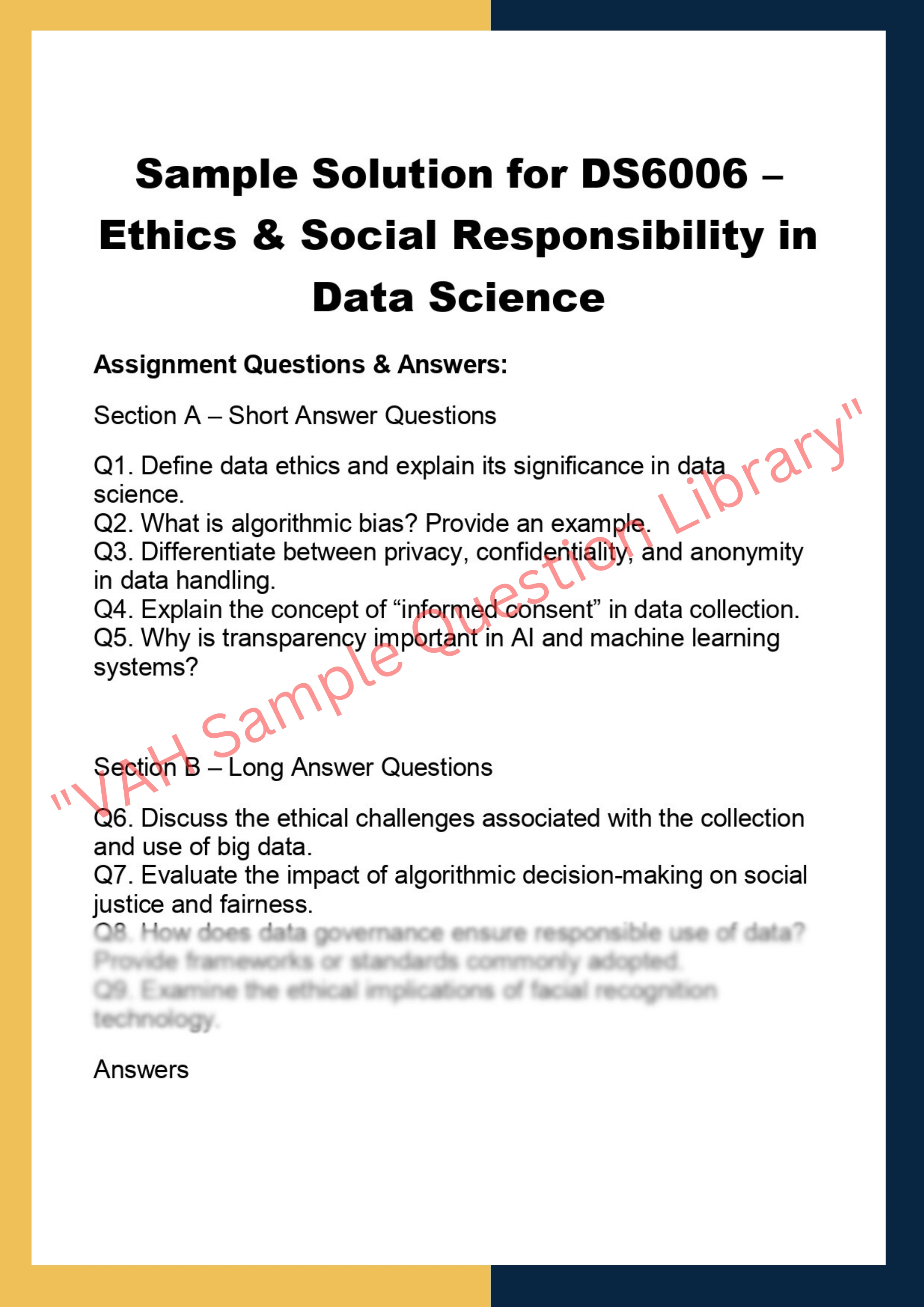 DS6006 – Ethics & Social Responsibility in  Data Science 0