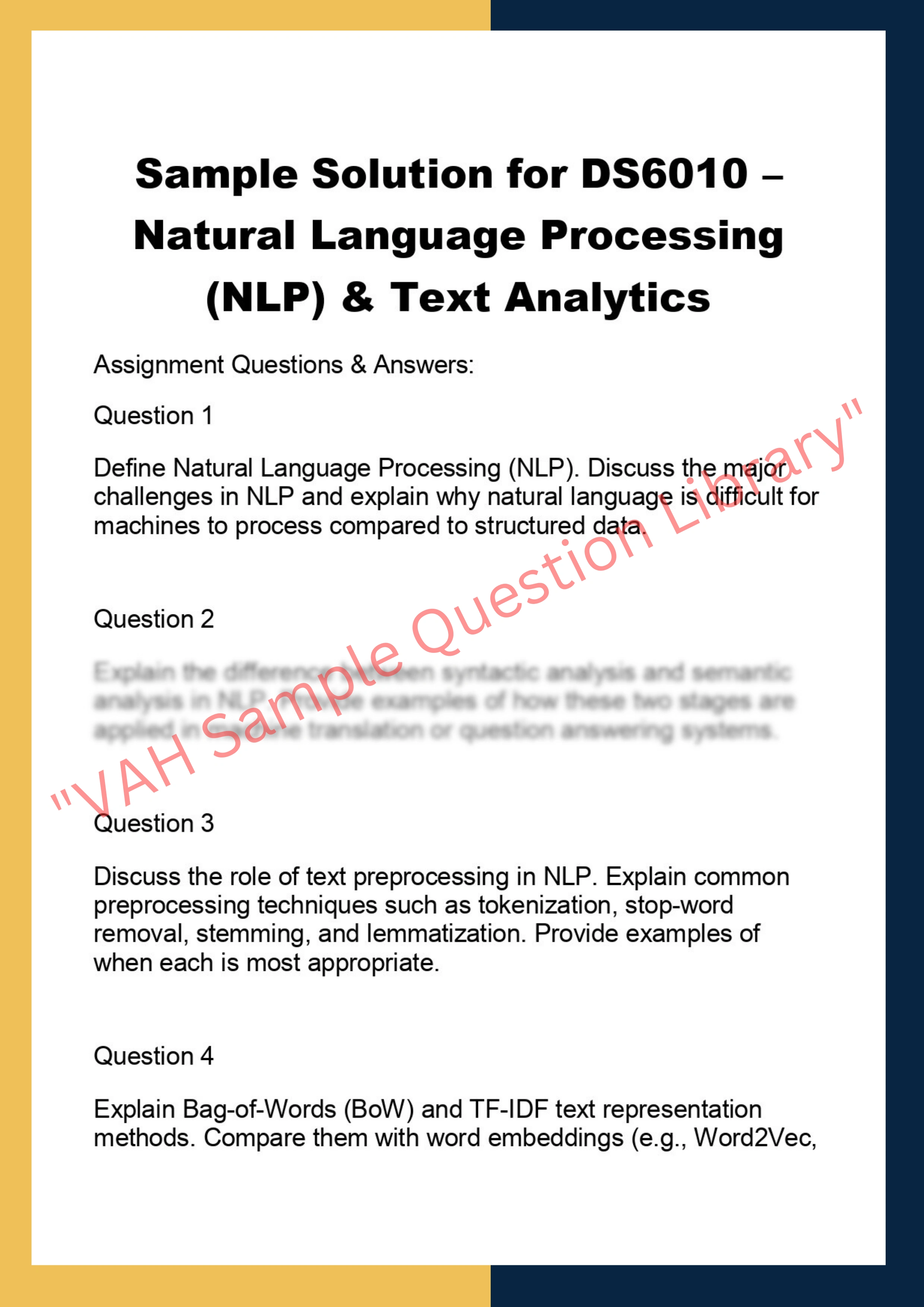DS6010 – Natural Language Processing (NLP) & Text Analytics 0
