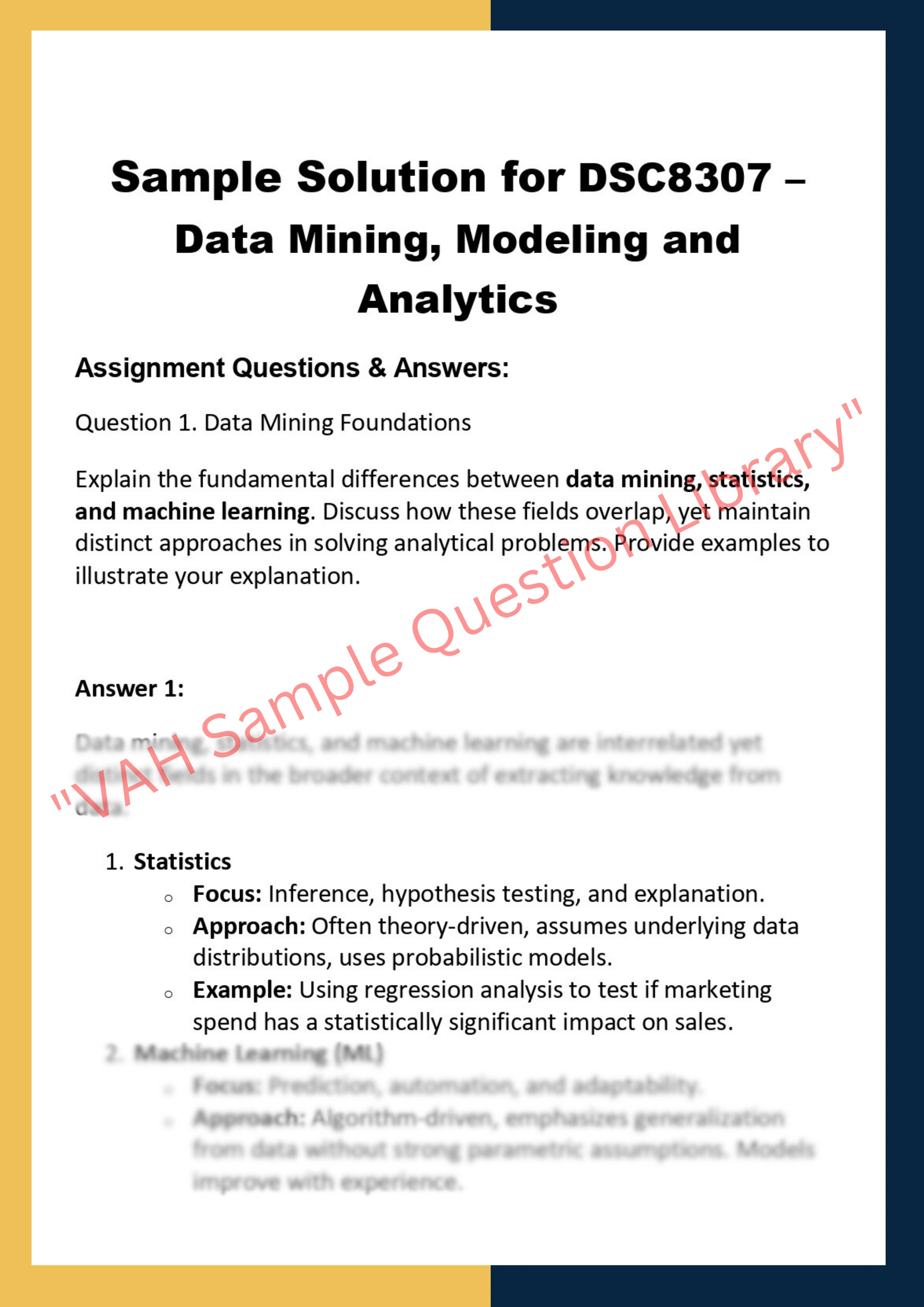 DSC8307 – Data Mining, Modeling and  Analytics 0