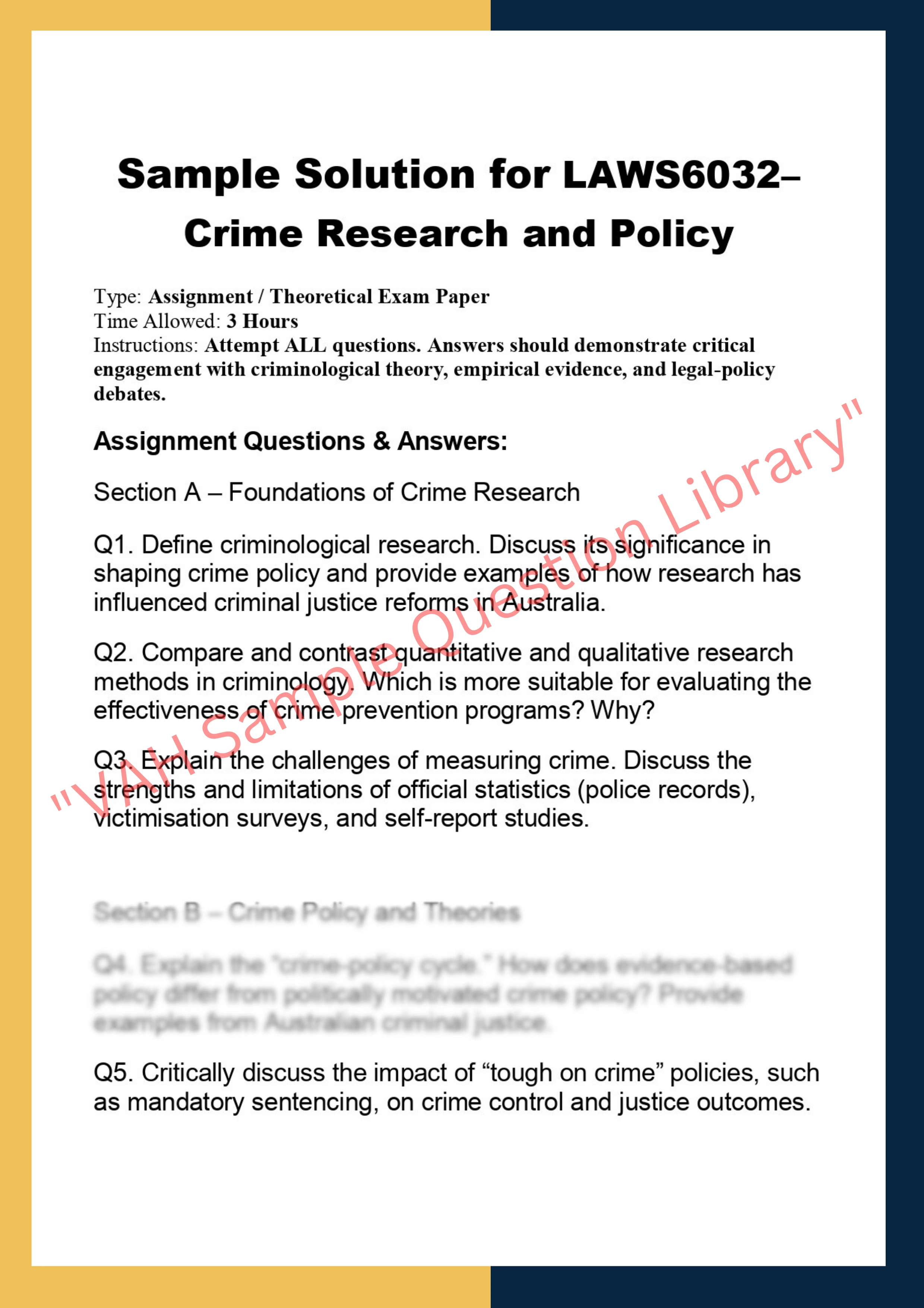 LAWS6032– Crime Research and Policy 0