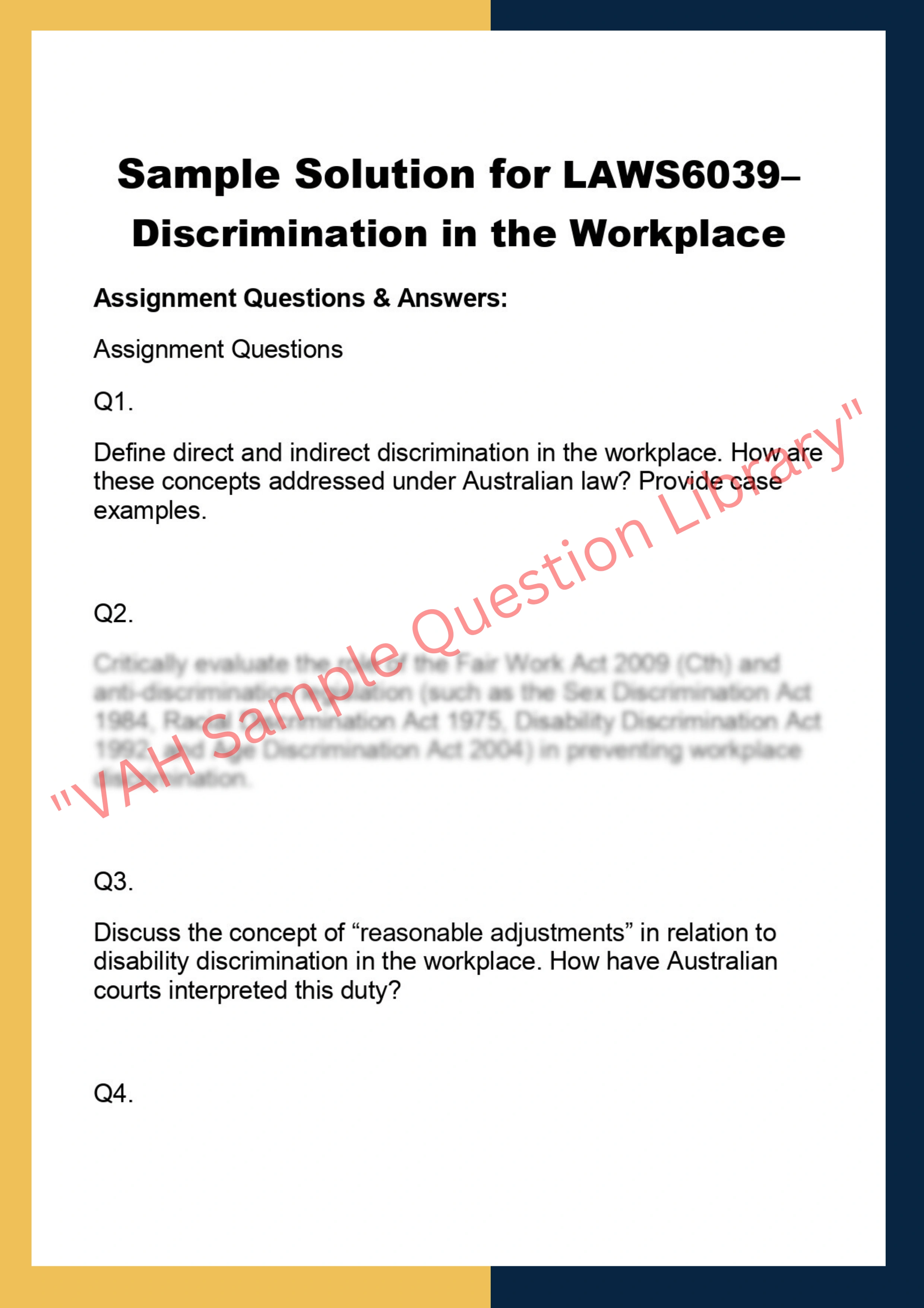 LAWS6039– Discrimination in the Workplace 0