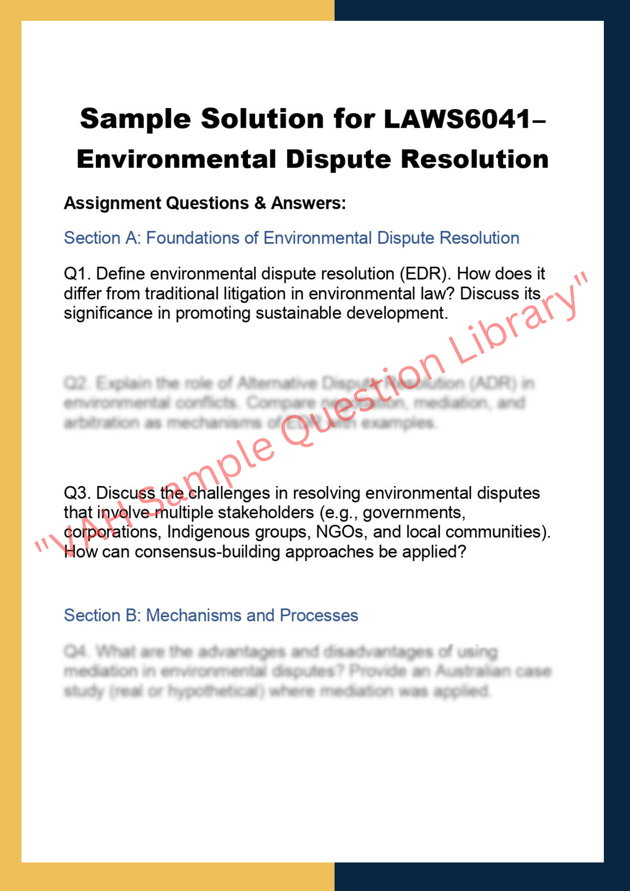 LAWS6041– Environmental Dispute Resolution 0