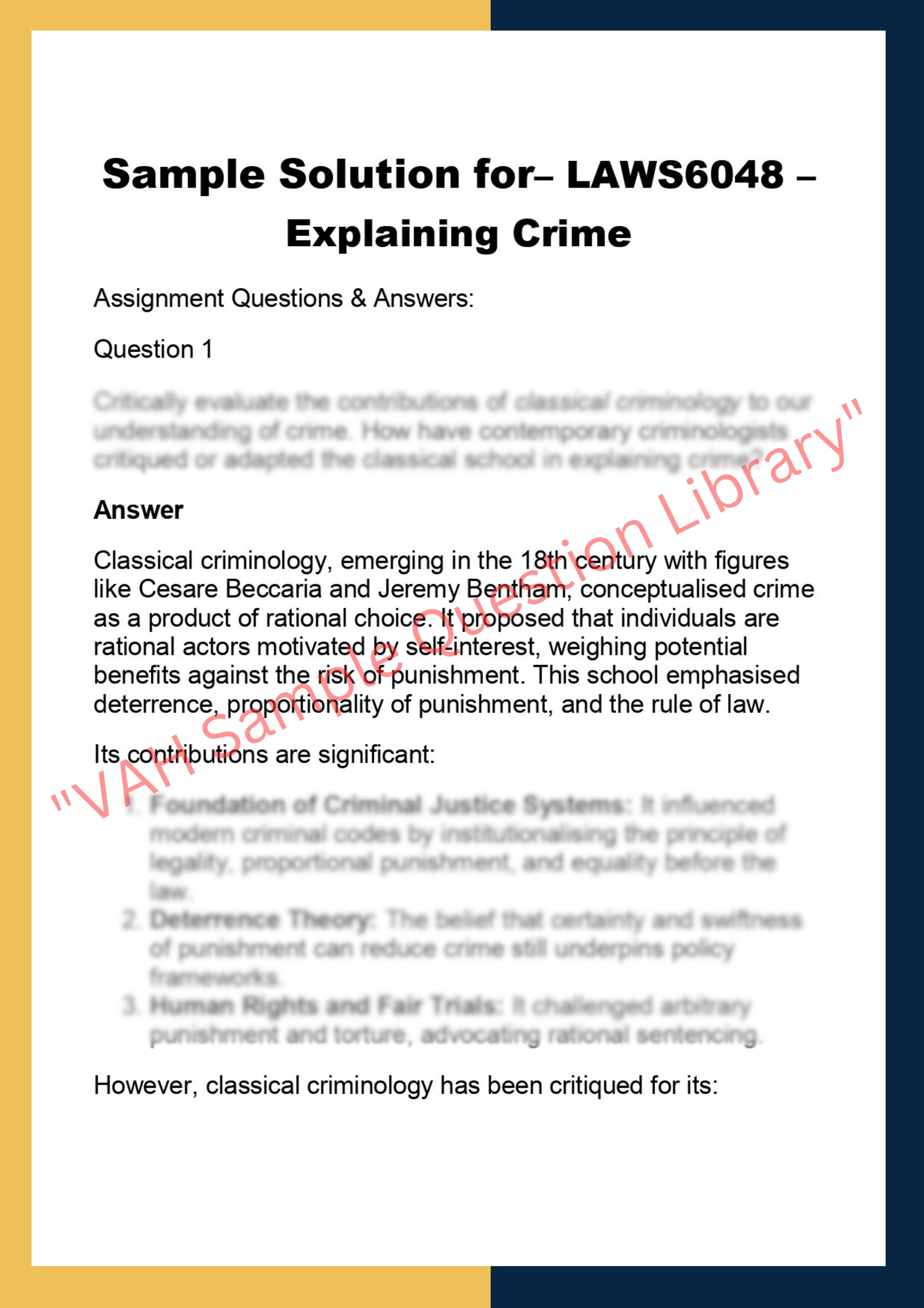 LAWS6048 –  Explaining Crime 0