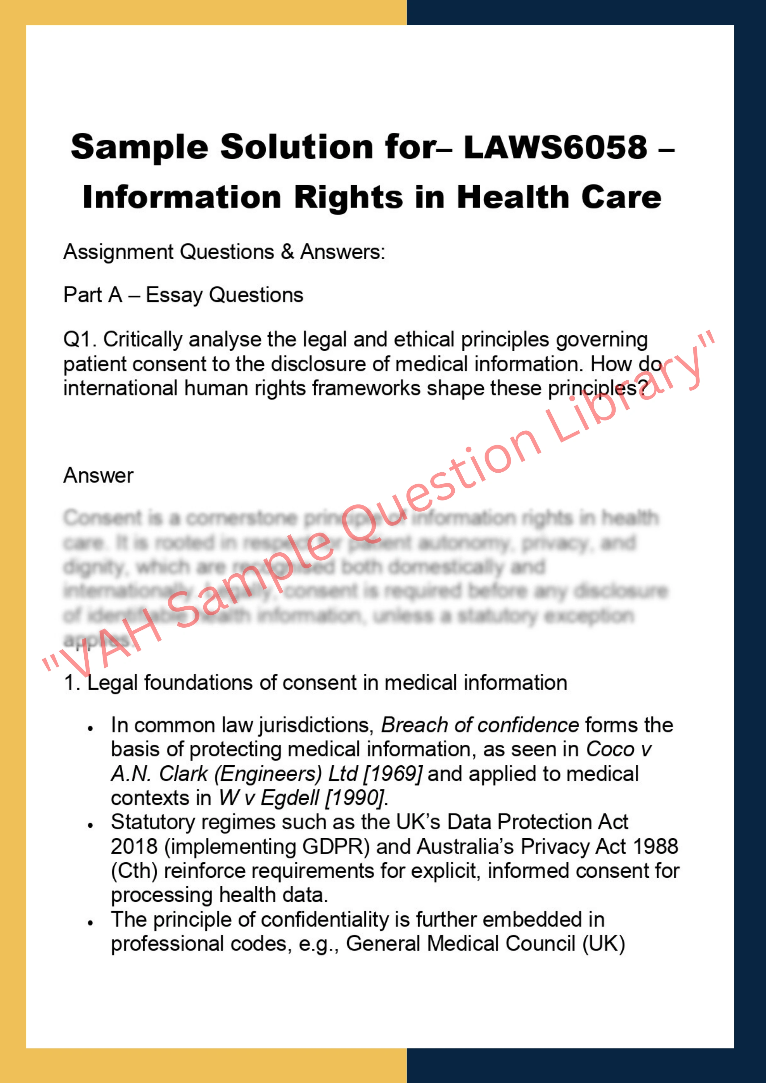 LAWS6058 – Information Rights in Health Care 0