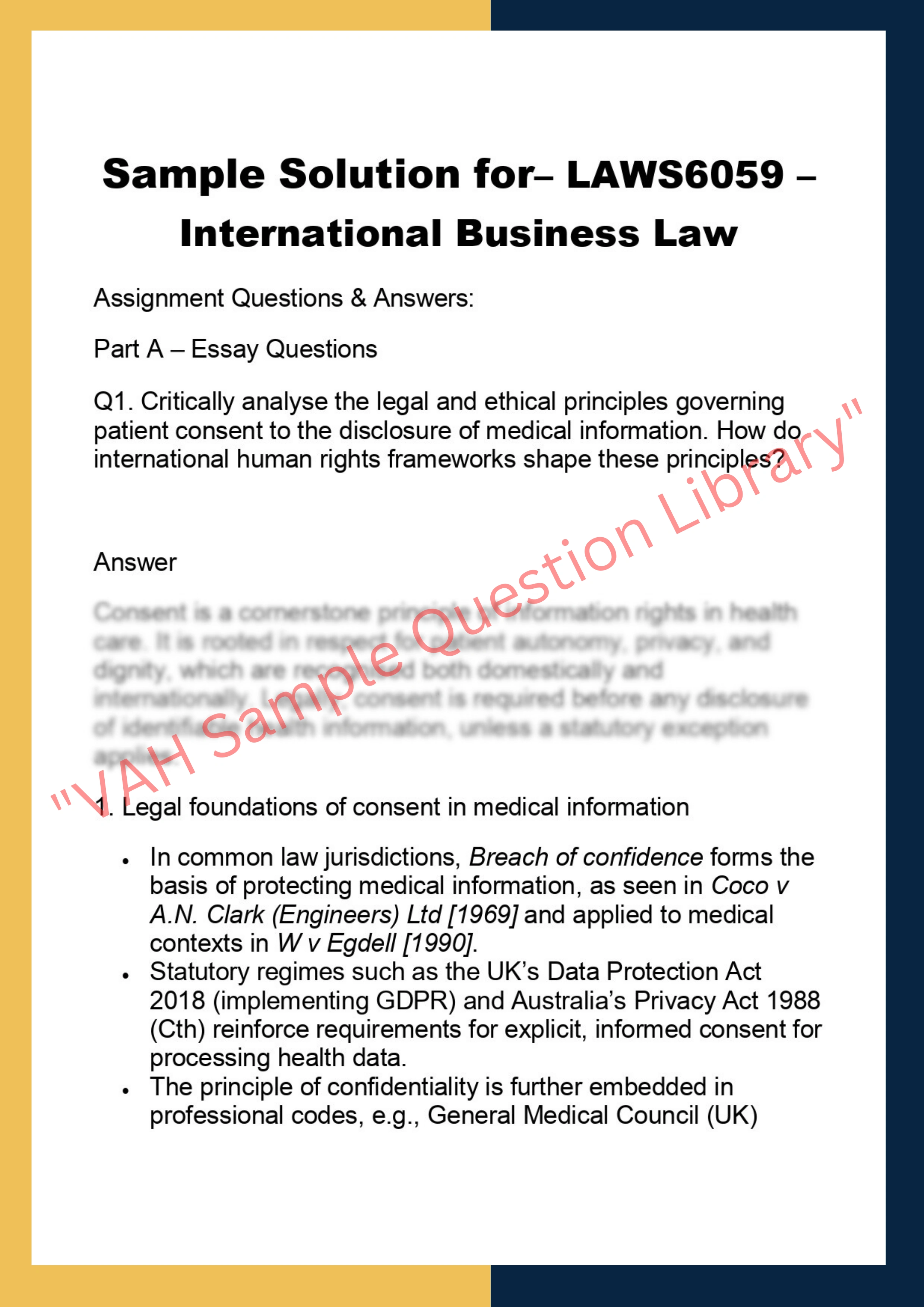 LAWS6059 –  International Business Law 0