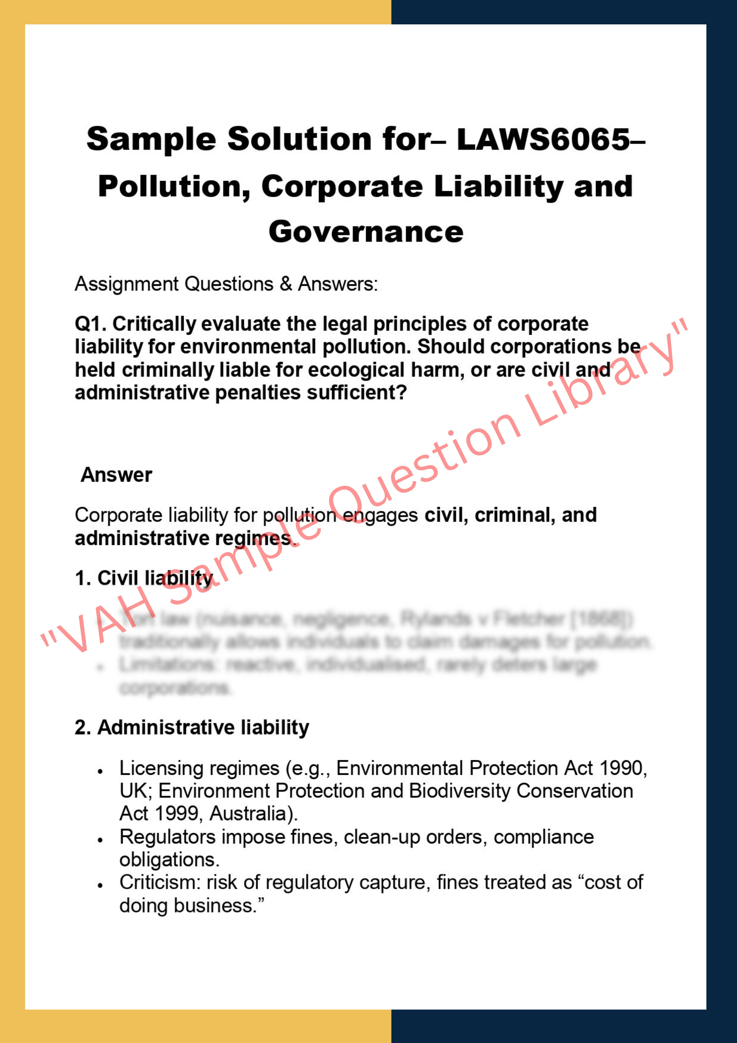 LAWS6065– Pollution, Corporate Liability and  Governance 0