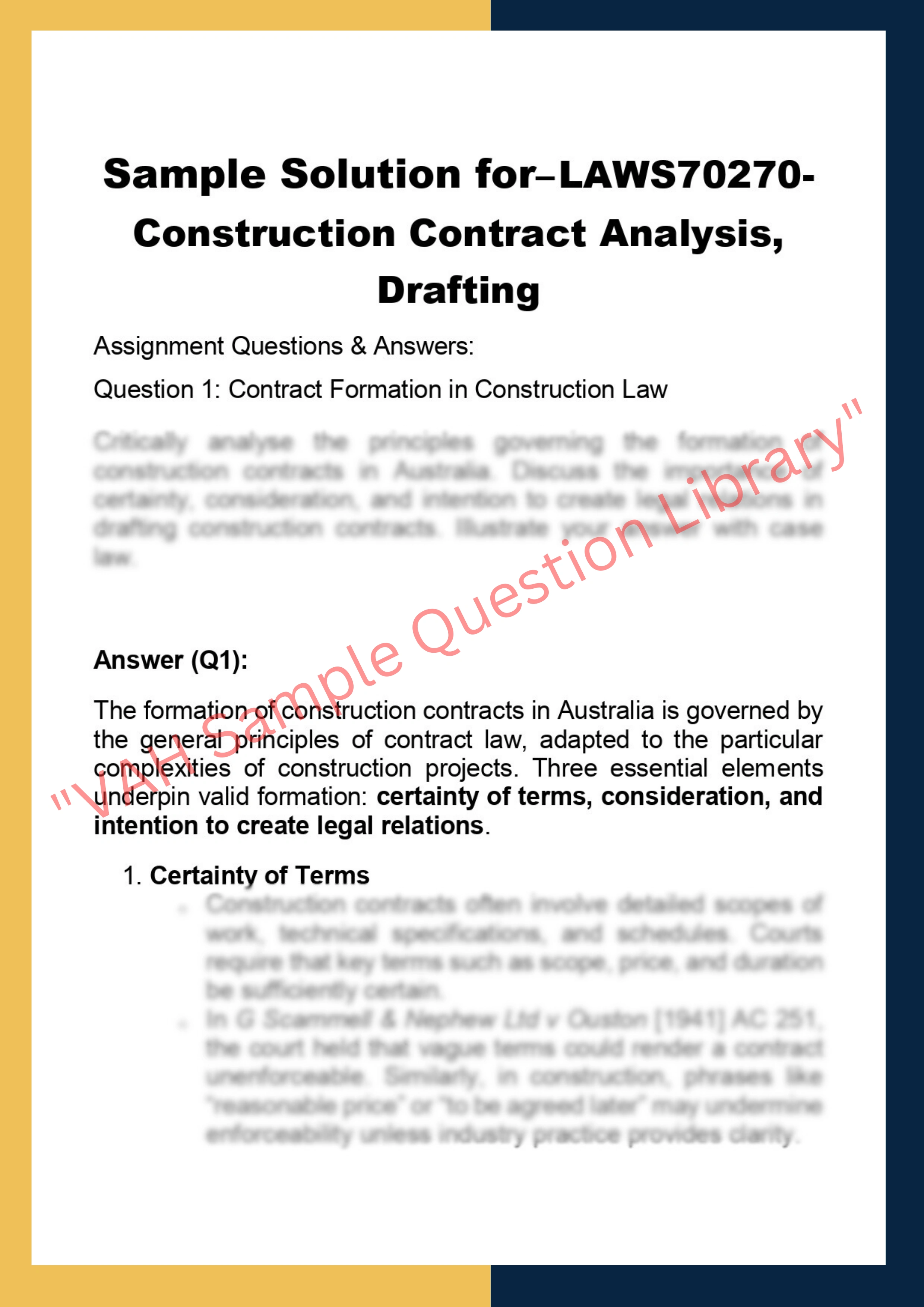 LAWS70270- Construction Contract Analysis,  Drafting 0