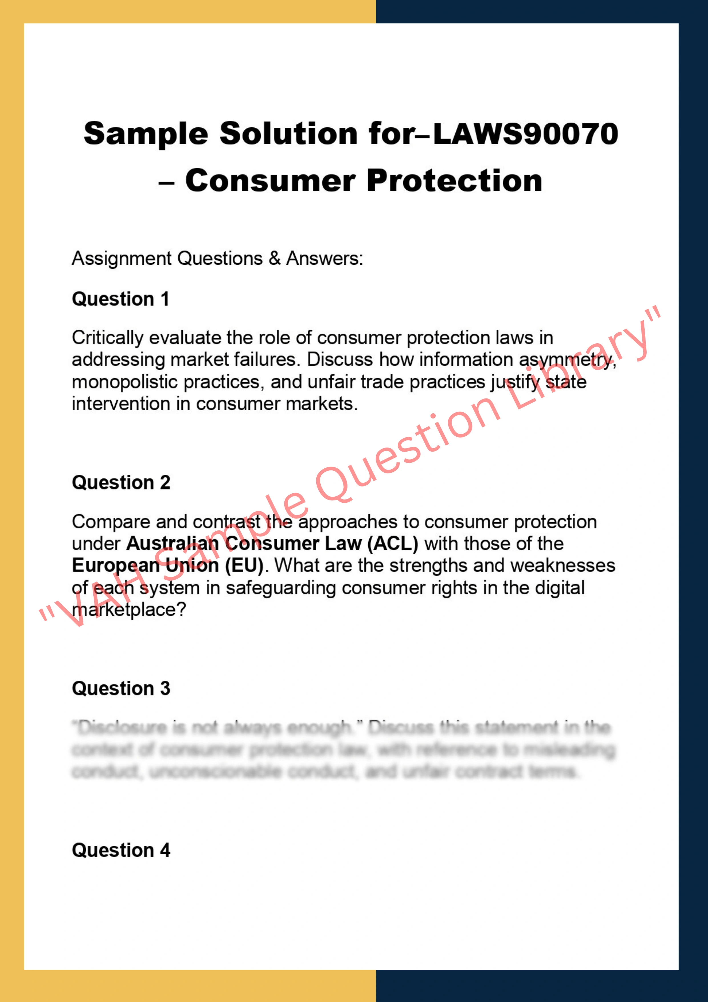 LAWS90070  – Consumer Protection 0