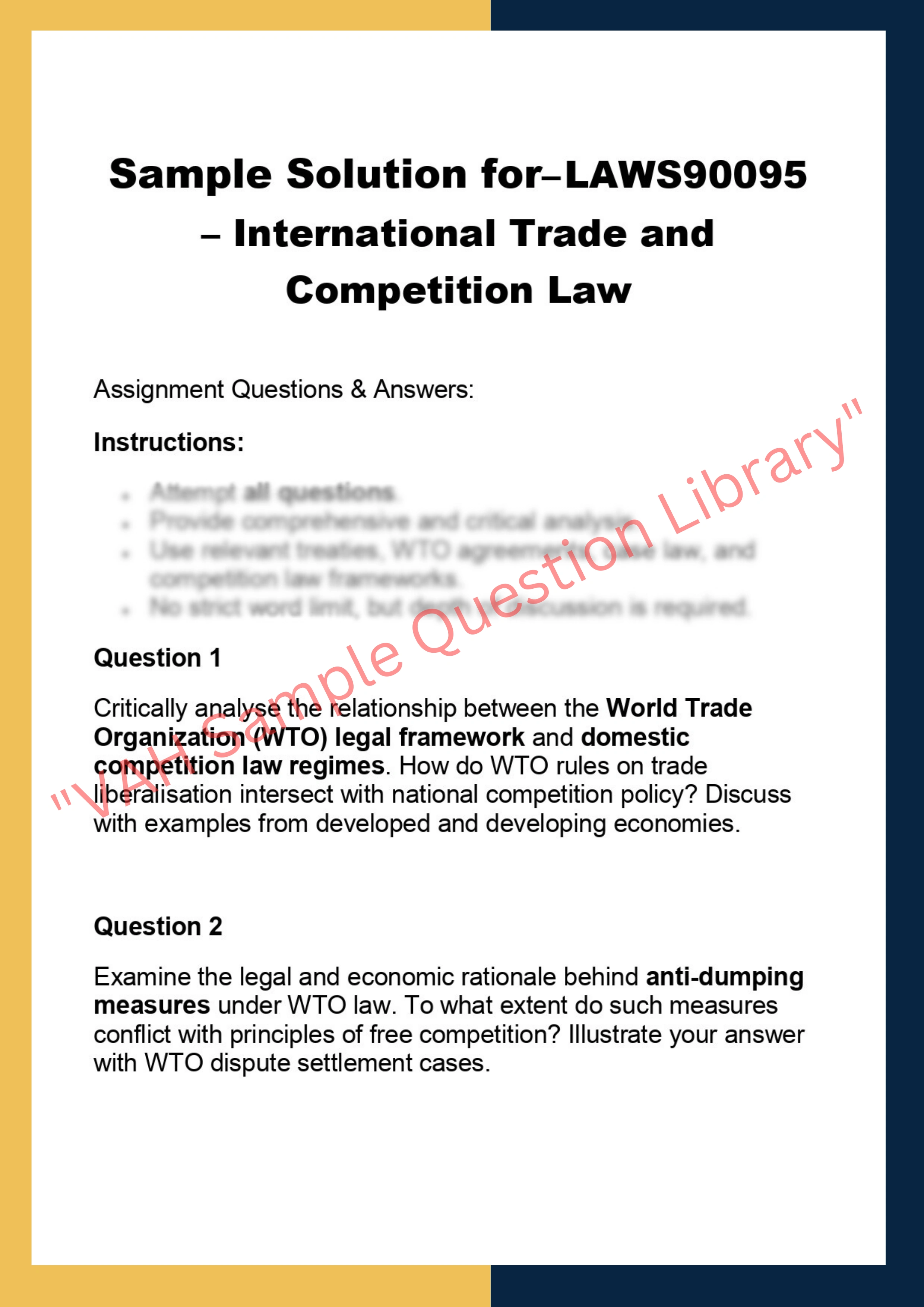 LAWS90095  – International Trade and  Competition Law 0