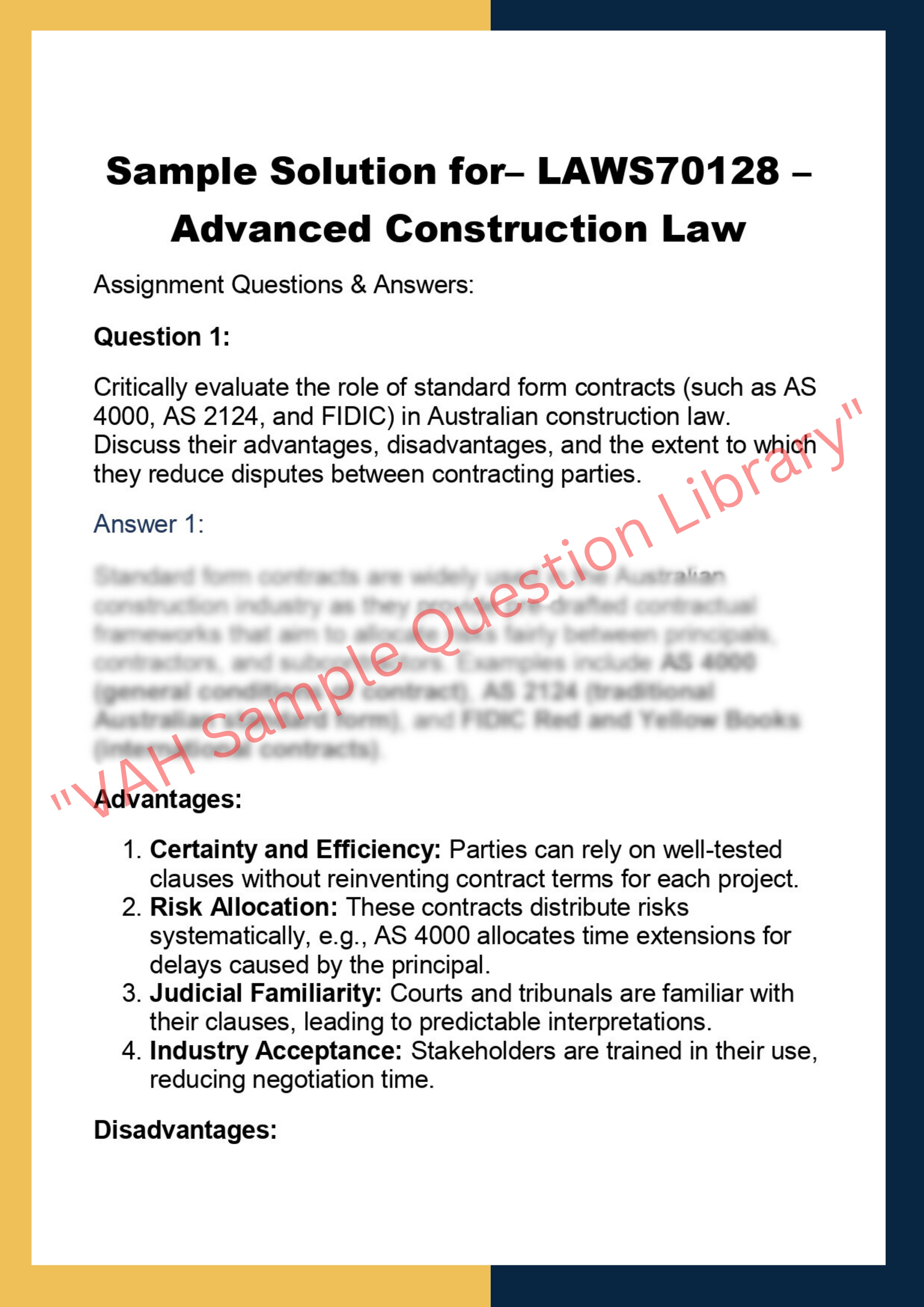 LAWS70128- Advanced Construction Law 0