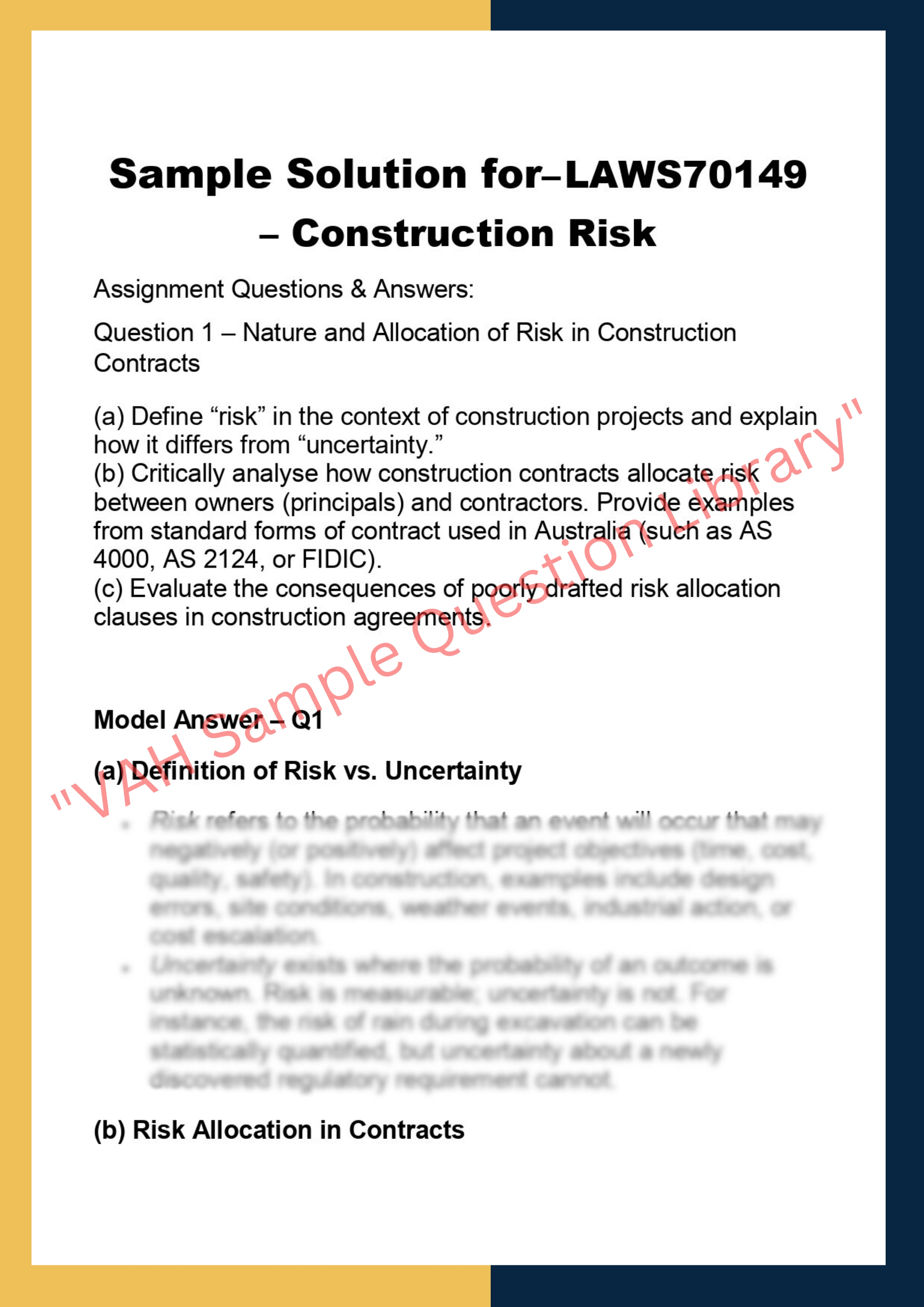 LAWS70149  – Construction Risk 0