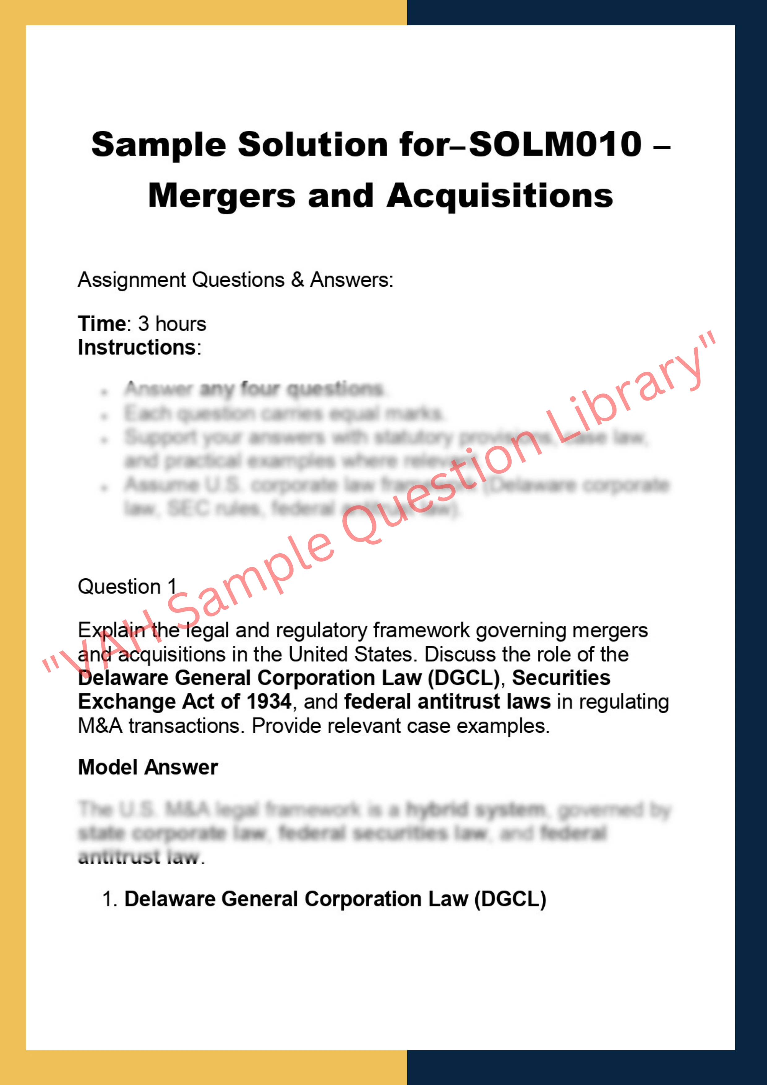 SOLM010 – Mergers and Acquisitions 0