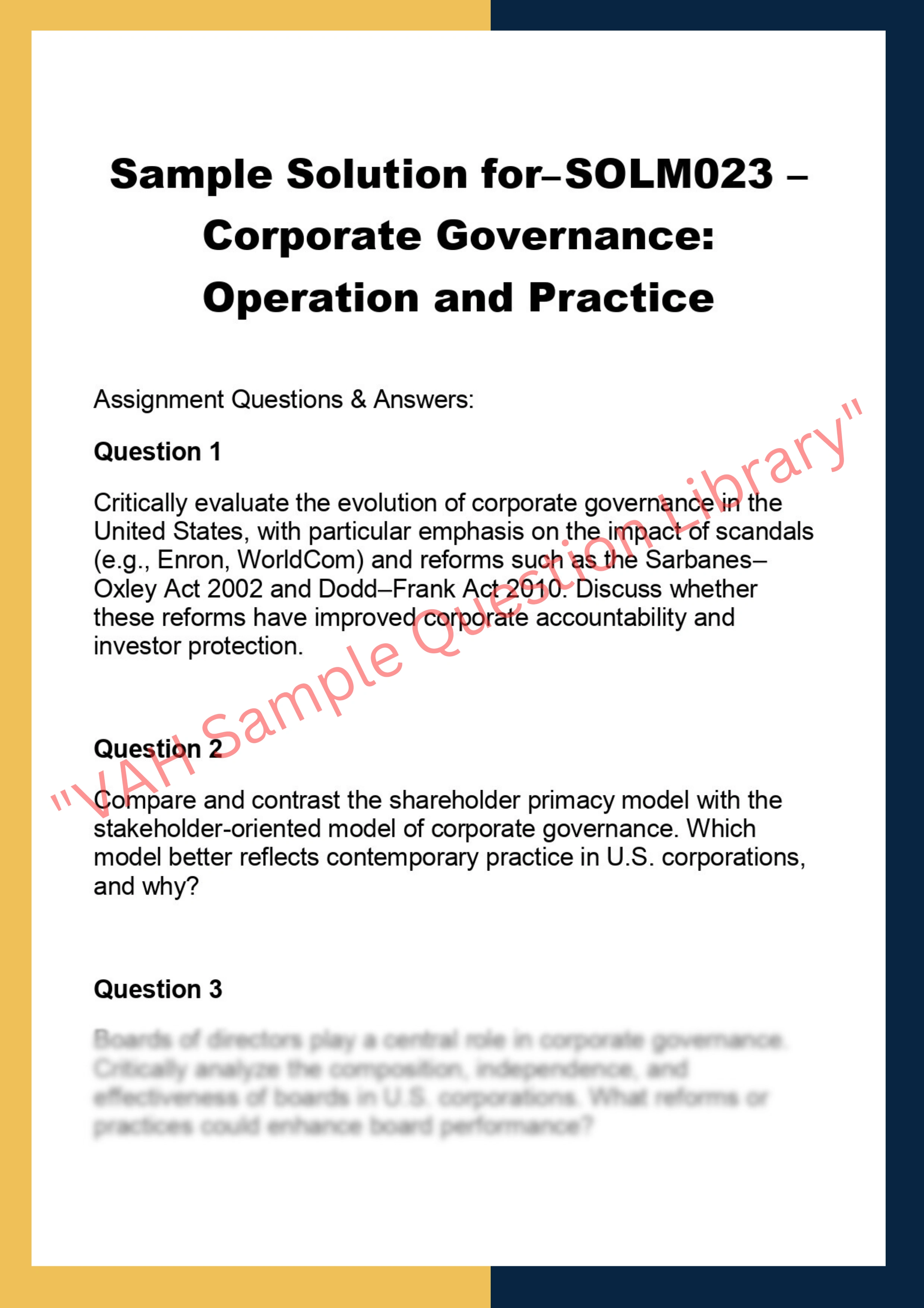 SOLM023 –  Corporate Governance: Operation and Practice 0