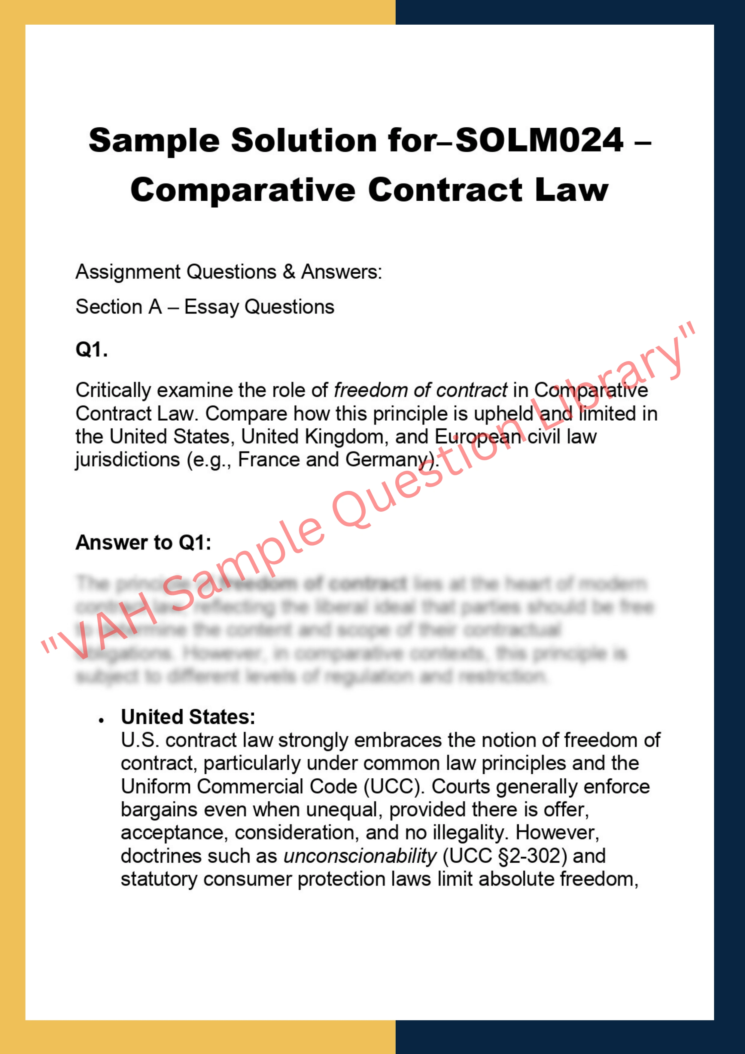 SOLM024 – Comparative Contract Law 0