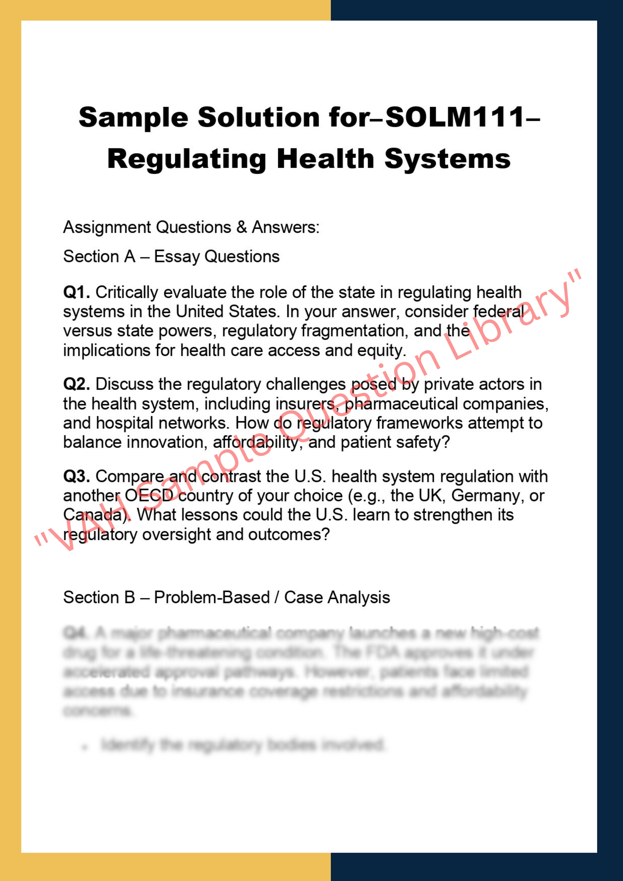 SOLM111– Regulating Health Systems 0