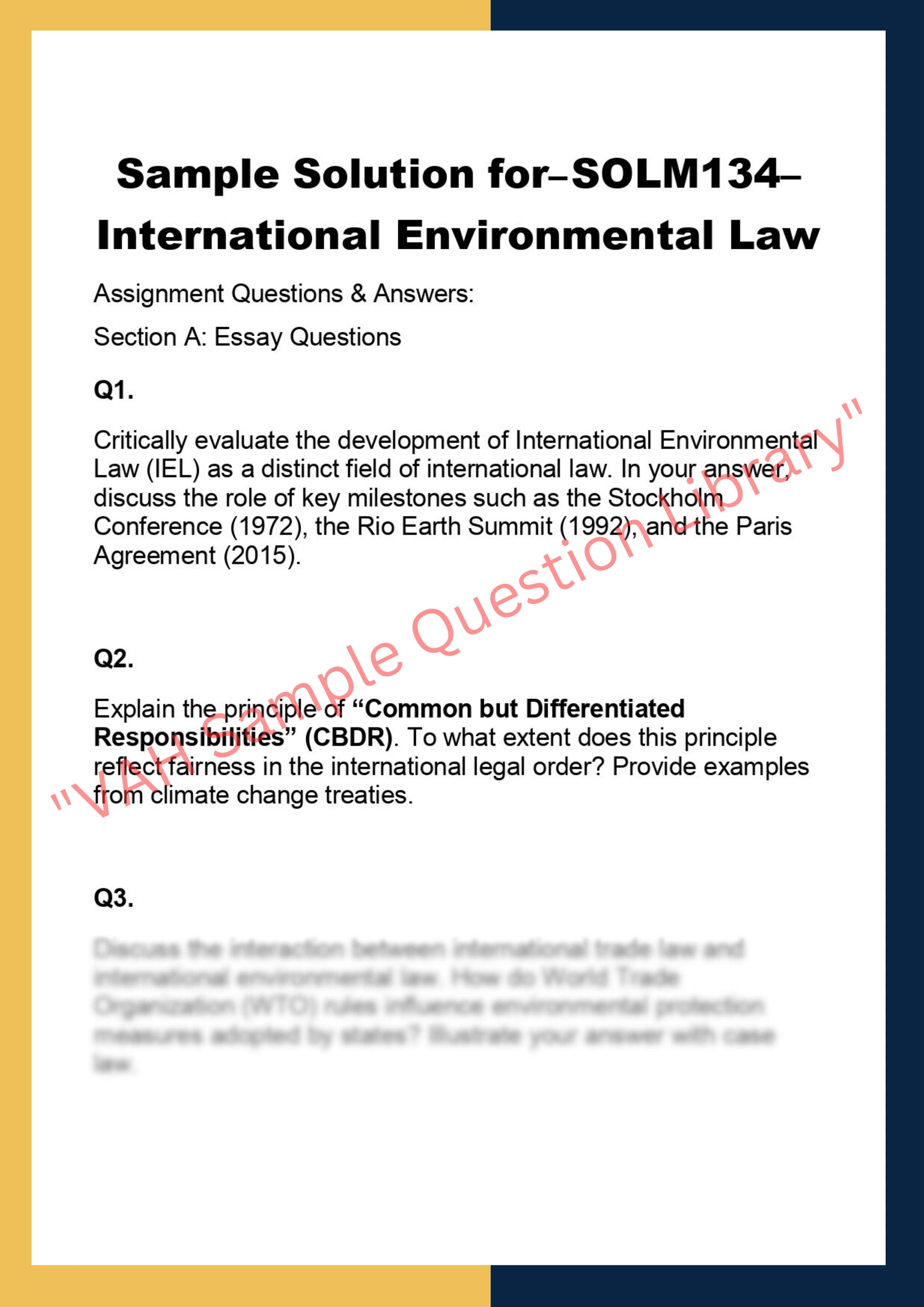SOLM134– International Environmental Law 0