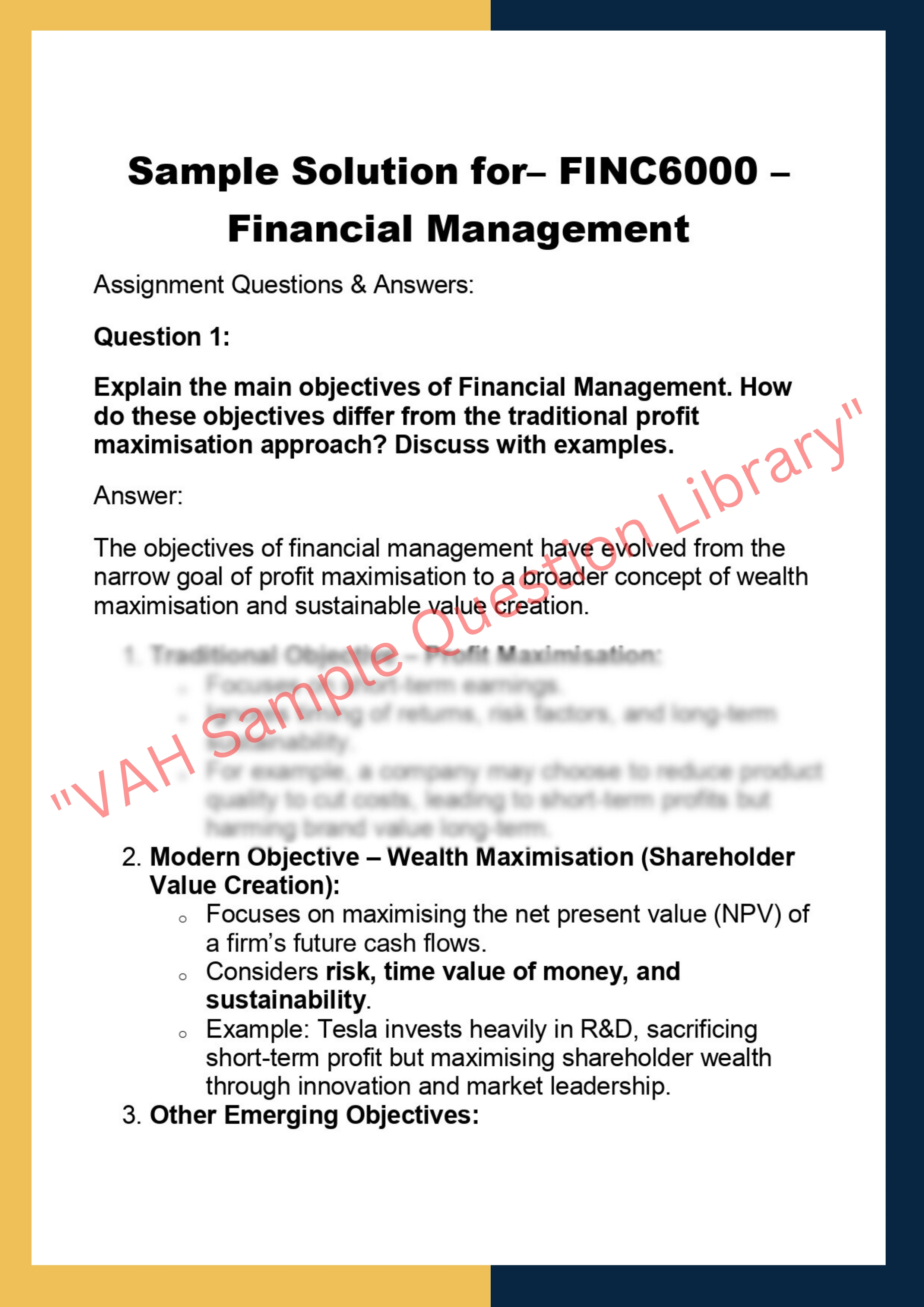 FINC6000 –  Financial Management 0