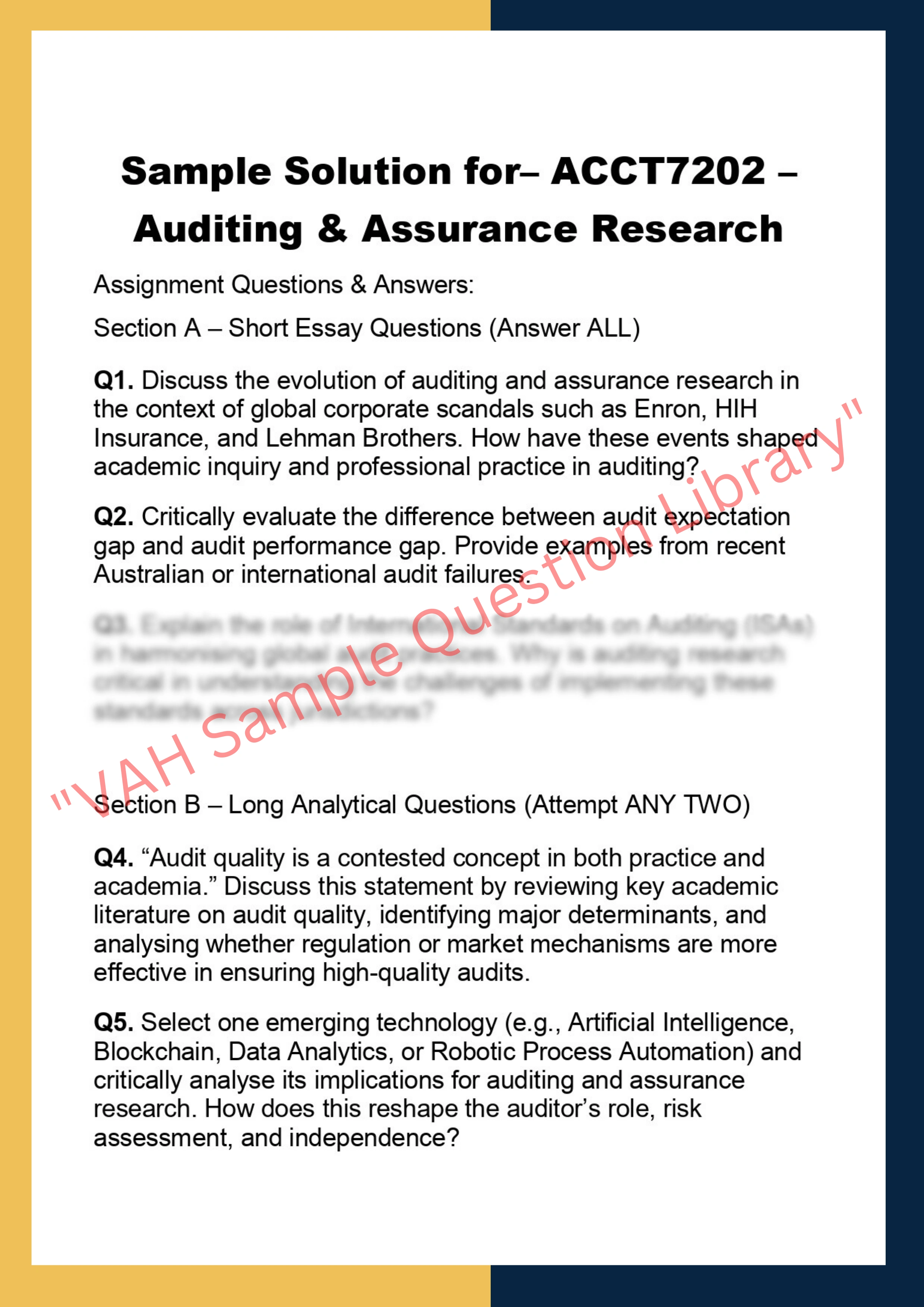 ACCT7202 – Auditing & Assurance Research 0