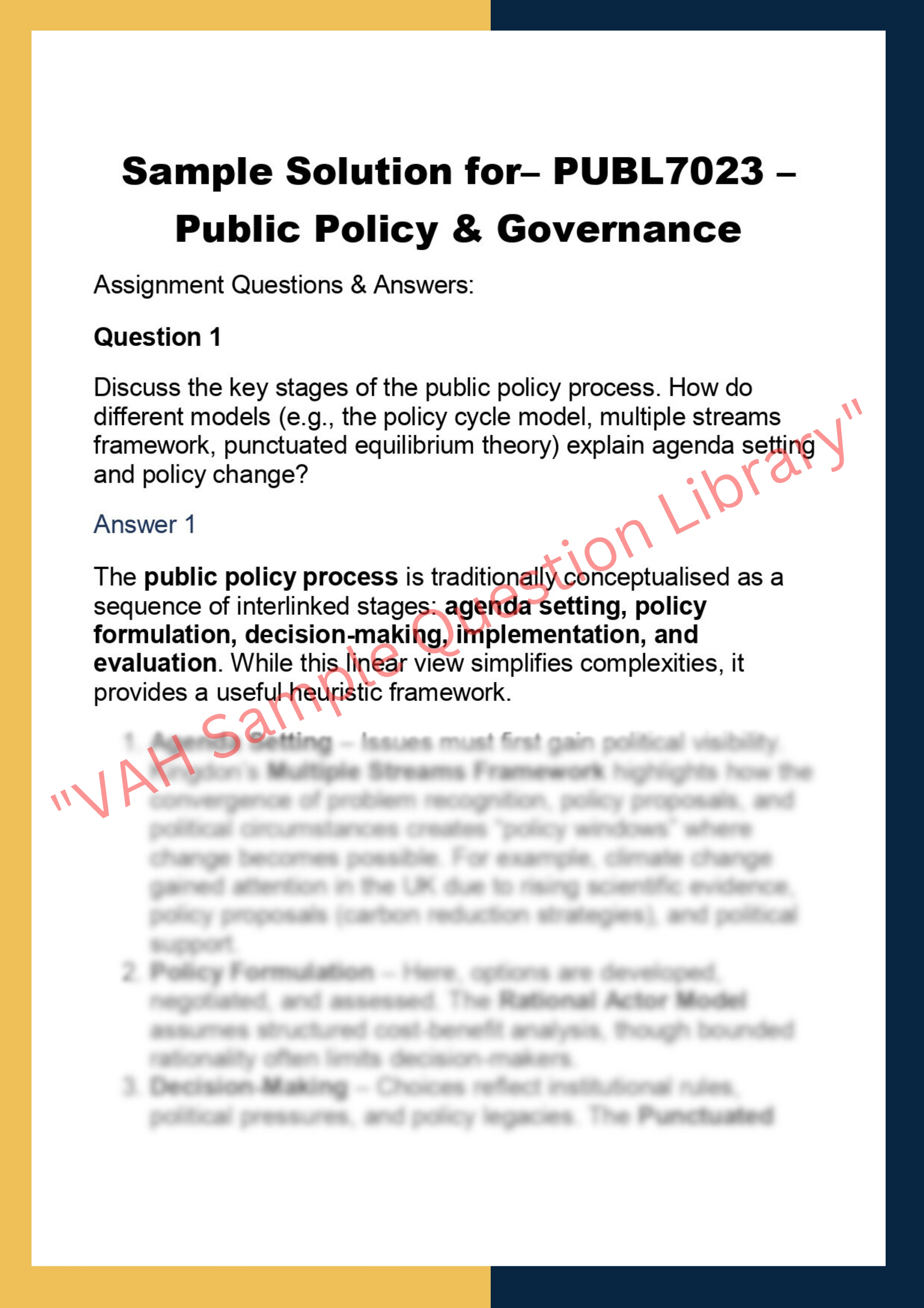 PUBL7023 – Public Policy & Governance 0