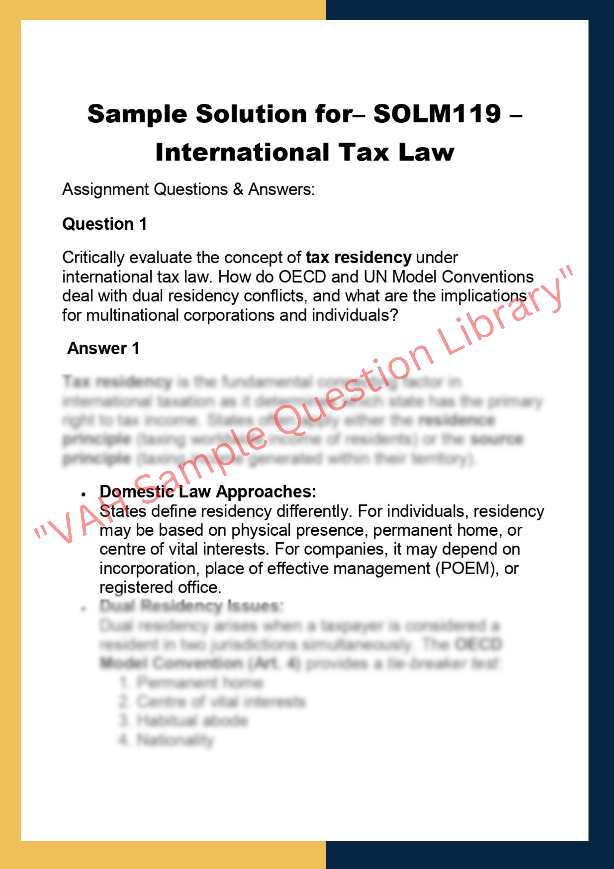 SOLM119 –  International Tax Law 0