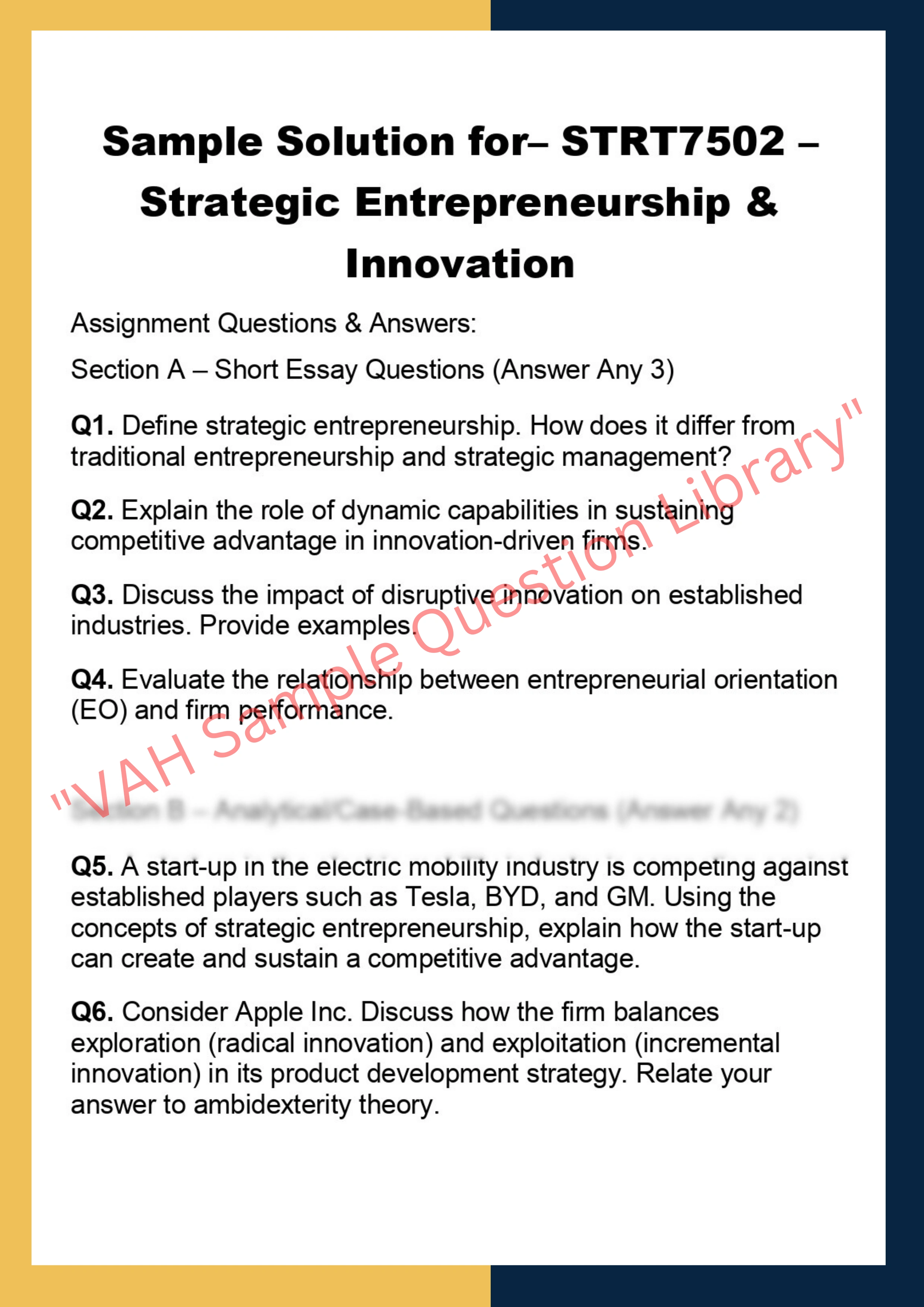 STRT7502 – Strategic Entrepreneurship &  Innovation 0