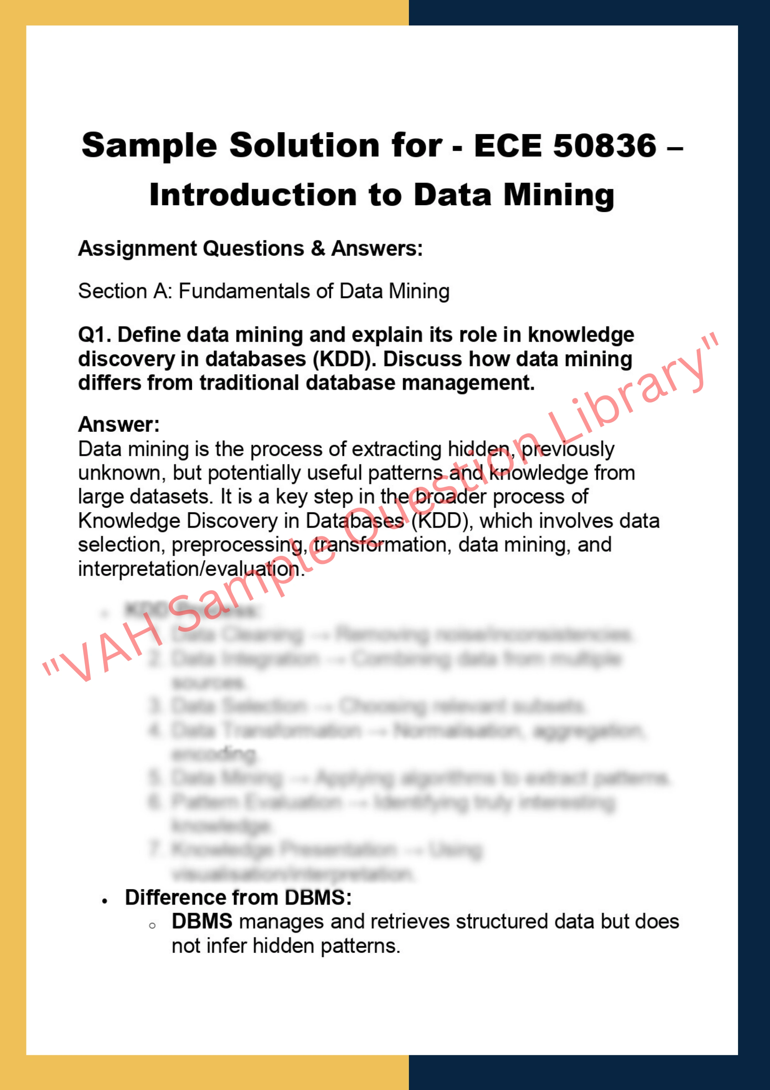 ECE 50836 –  Introduction to Data Mining 0
