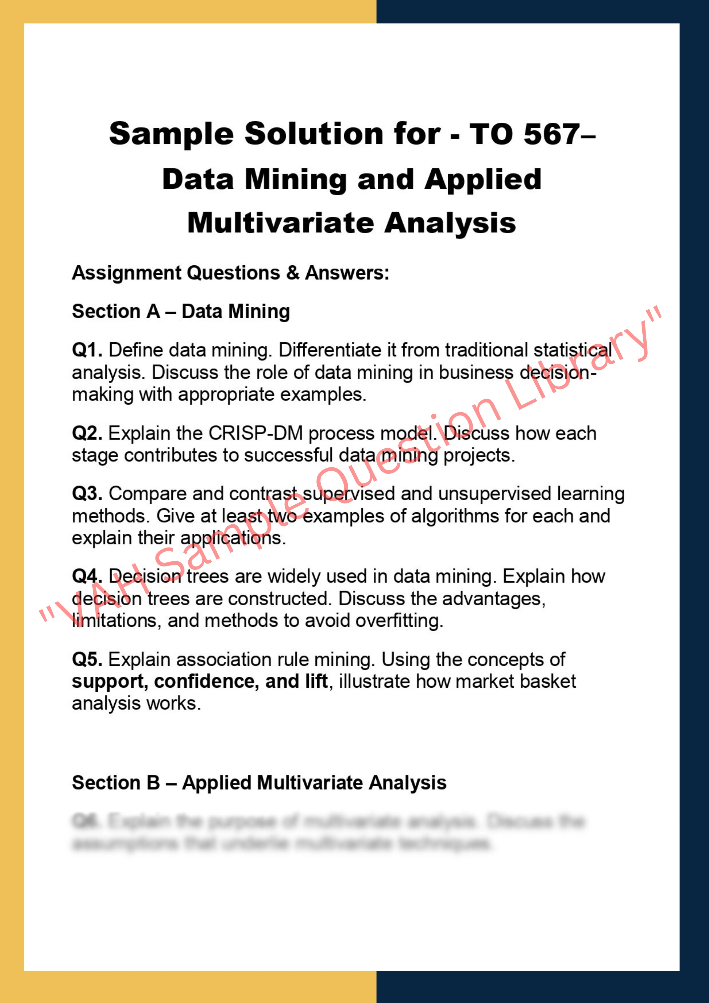 TO 567– Data Mining and Applied Multivariate Analysis 0