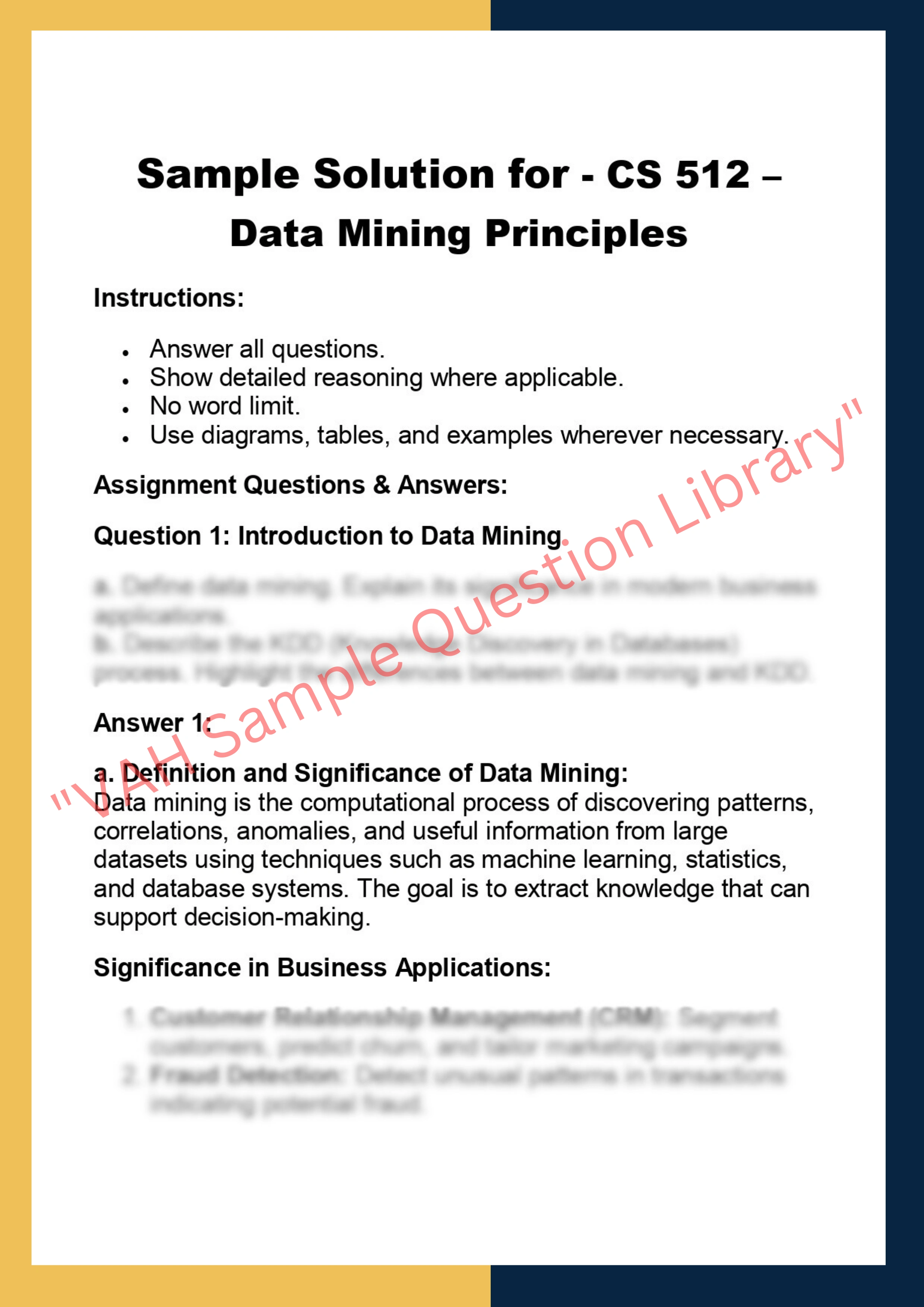 CS 512 –  Data Mining Principles 0