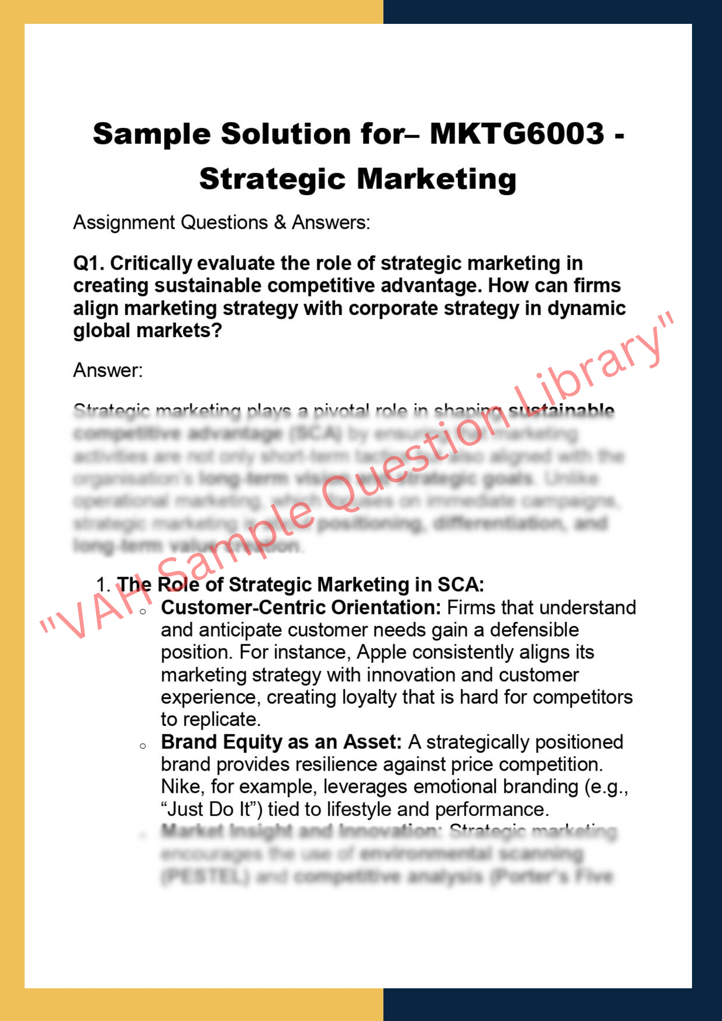 MKTG6003 -  Strategic Marketing 0