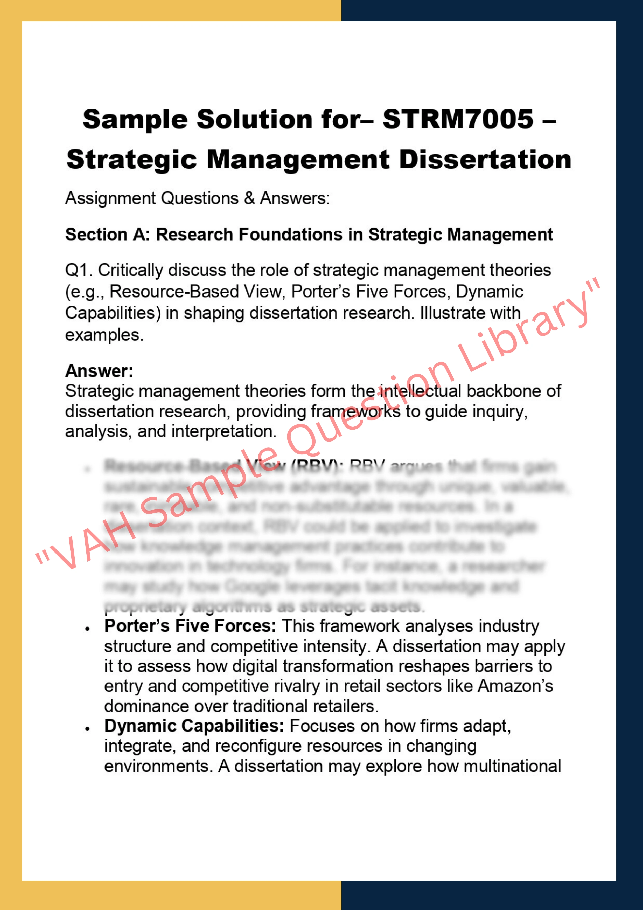 STRM7005 – Strategic Management Dissertation 0