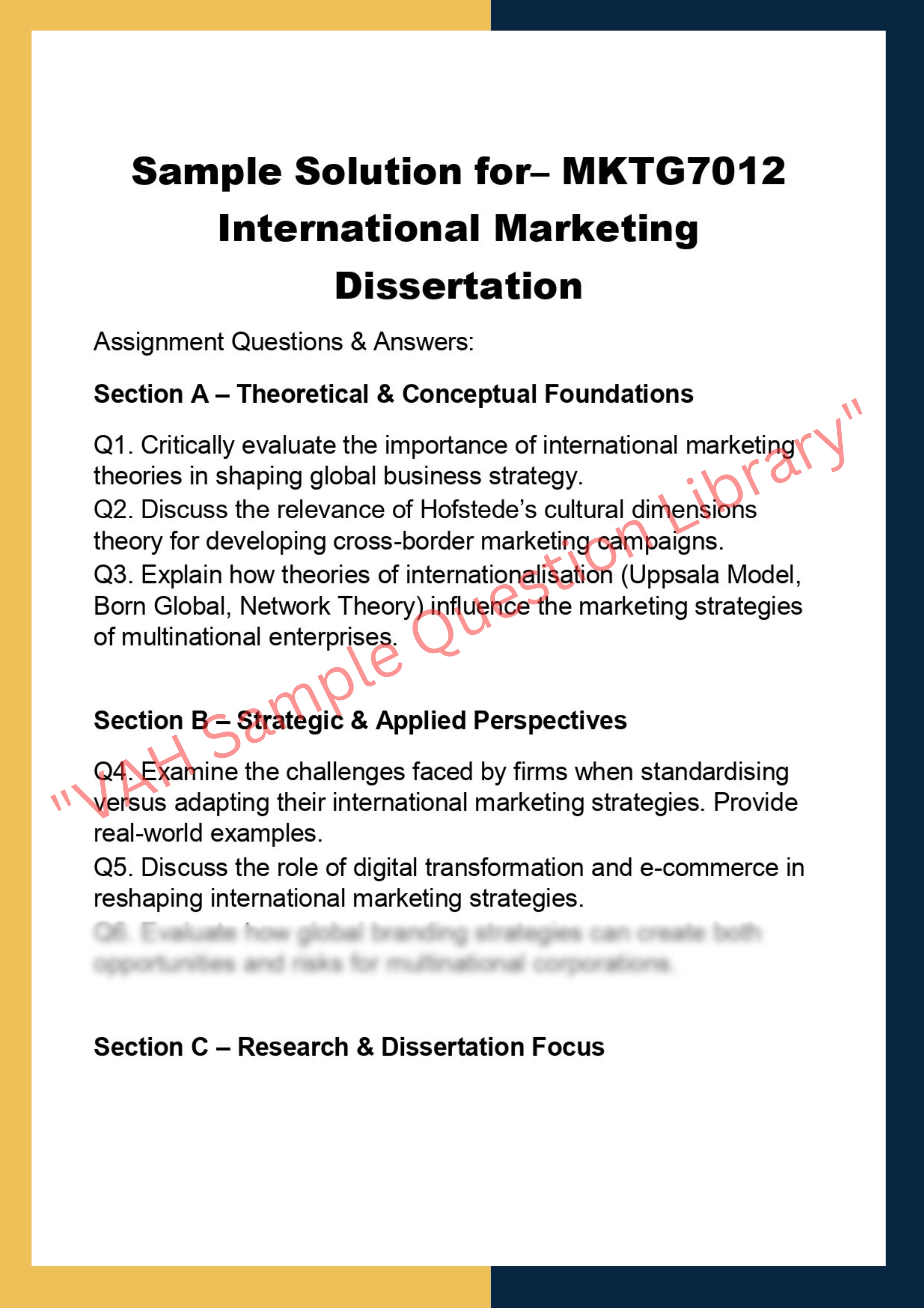 MKTG7012 International Marketing  Dissertation 0