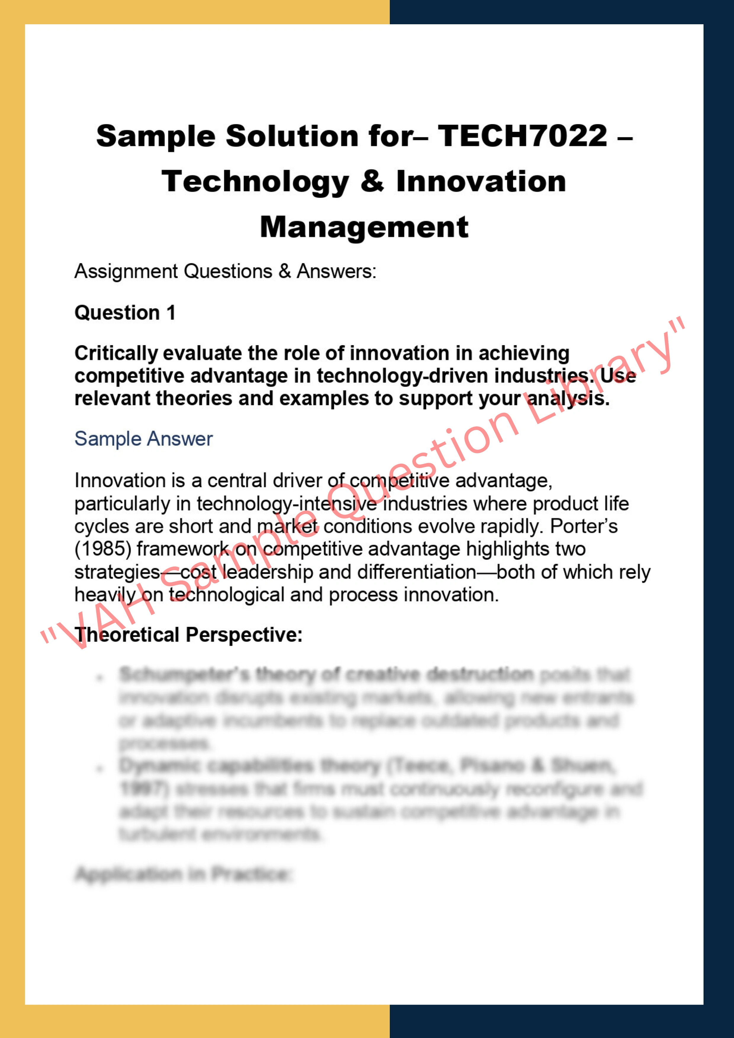 TECH7022 – Technology & Innovation  Management 0
