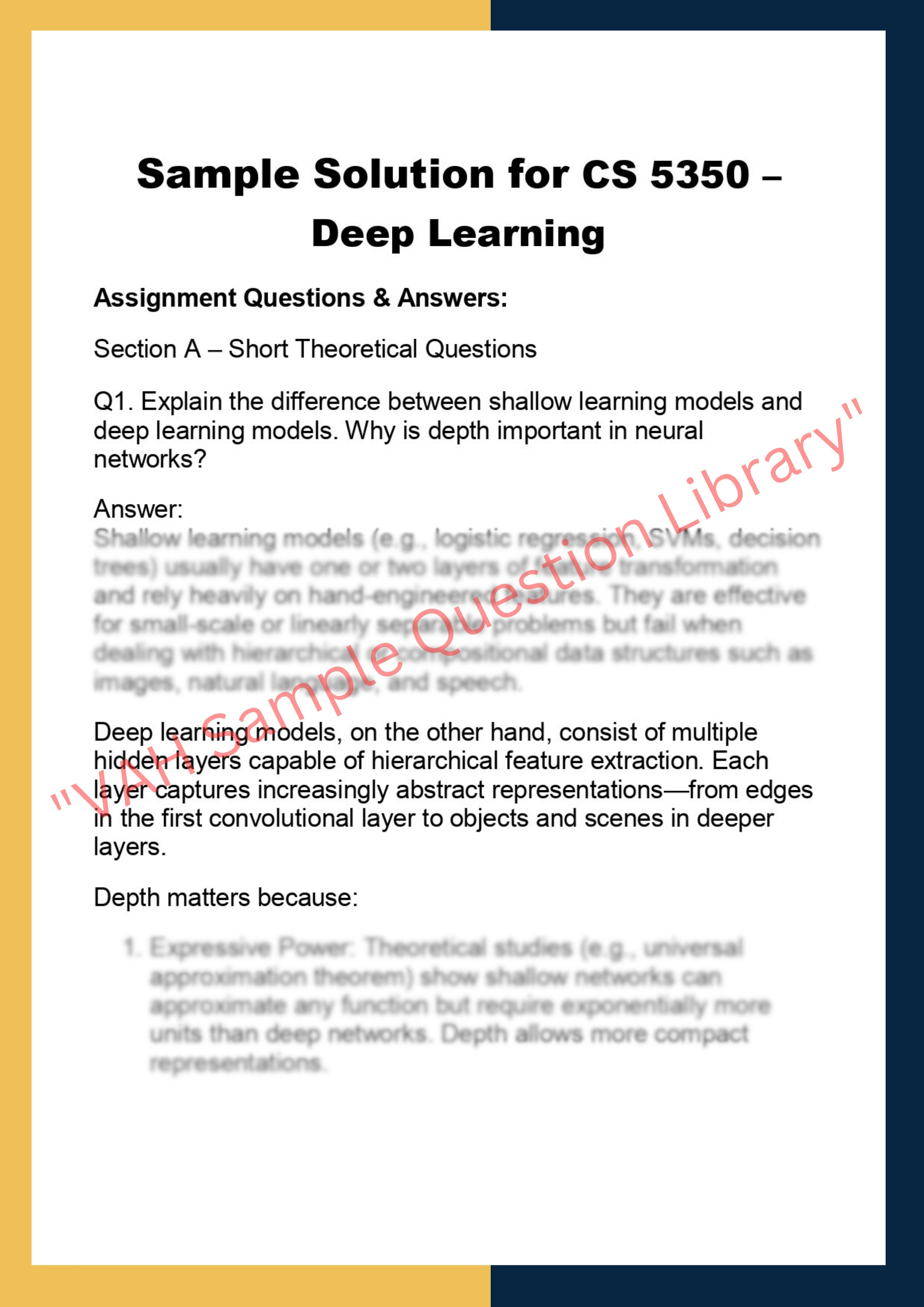 CS 5350 –  Deep Learning 0