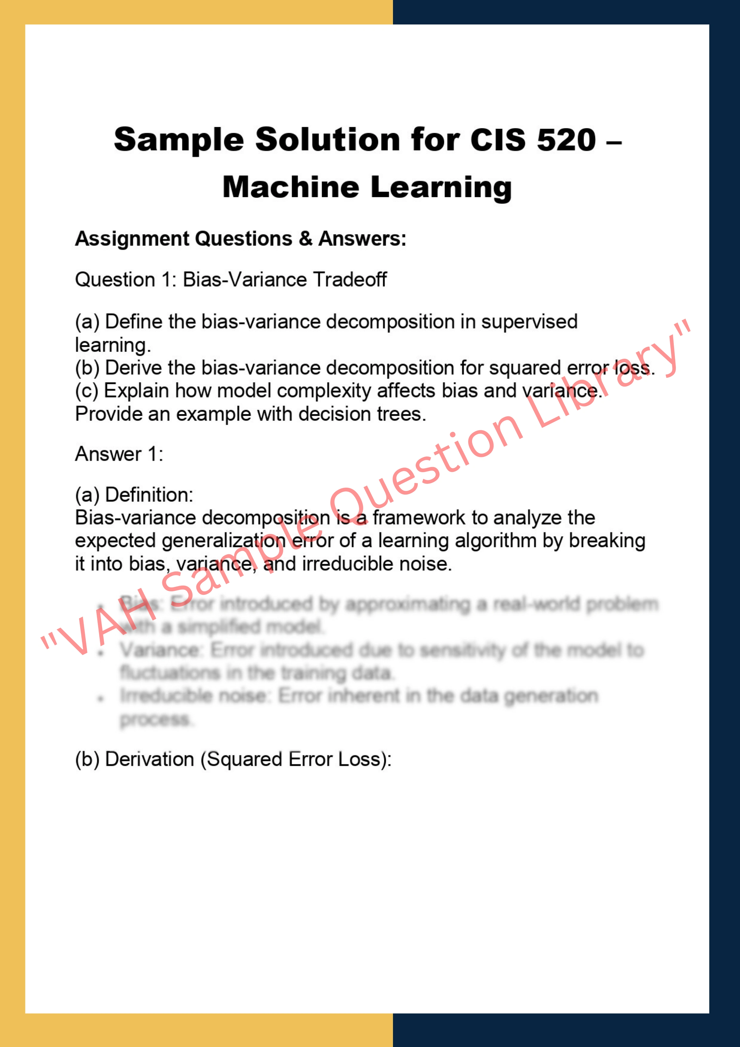 CIS 520 –  Machine Learning 0