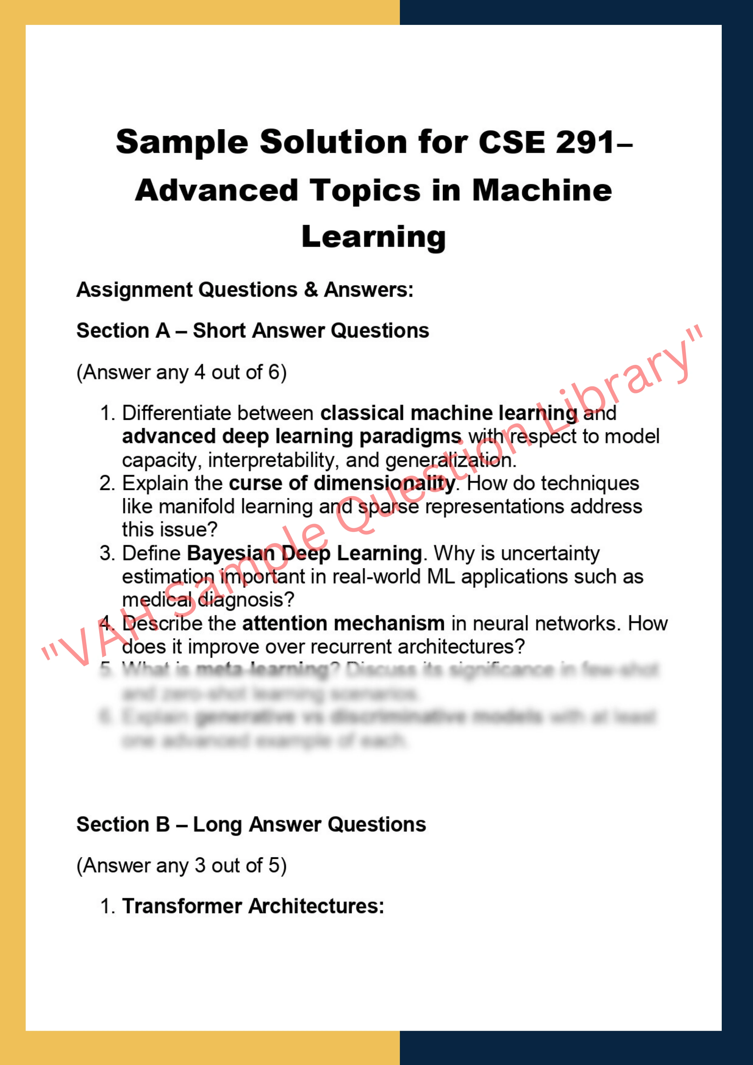 CSE 291– Advanced Topics in Machine  Learning 0