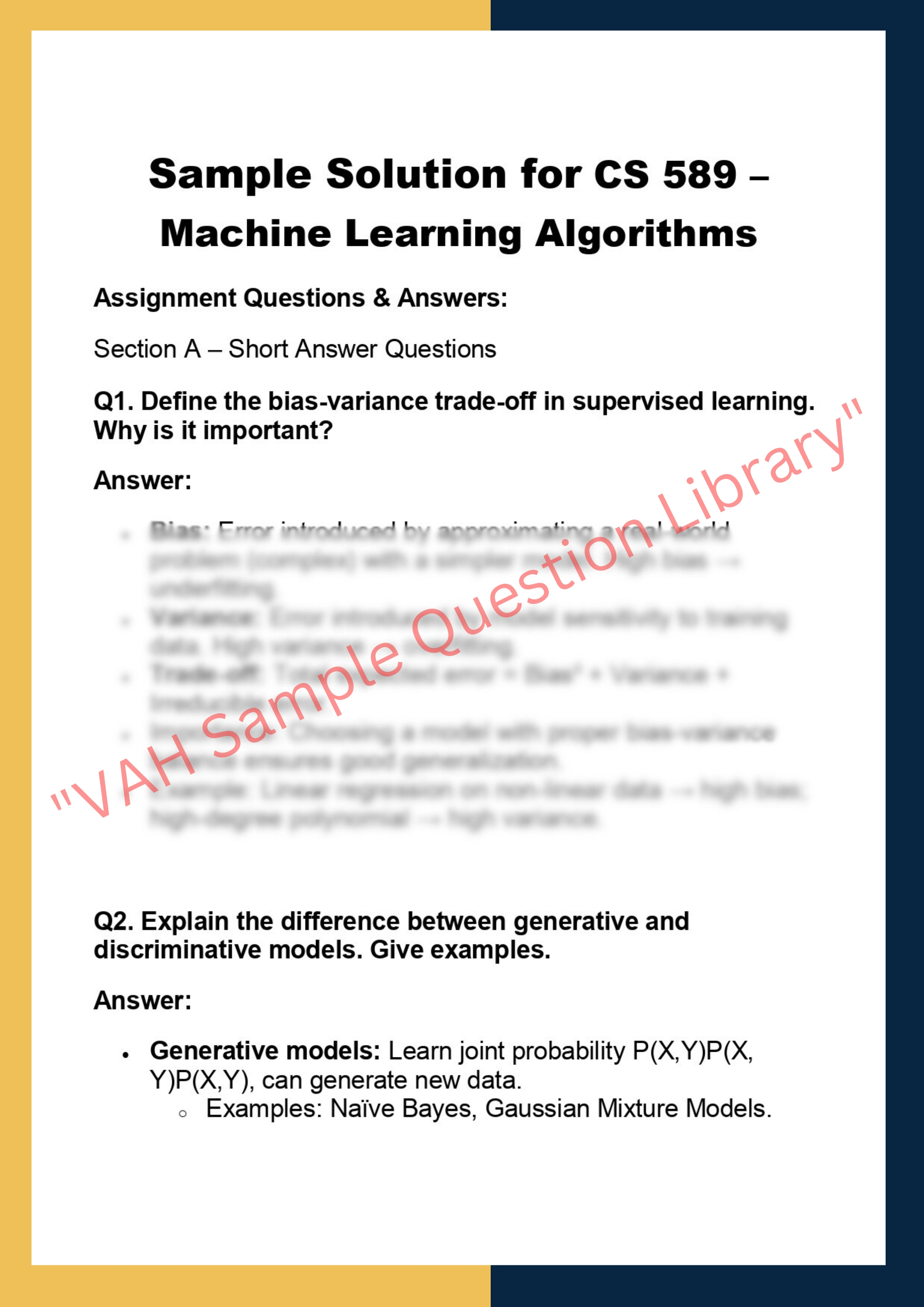 CS 589 – Machine Learning Algorithms 0