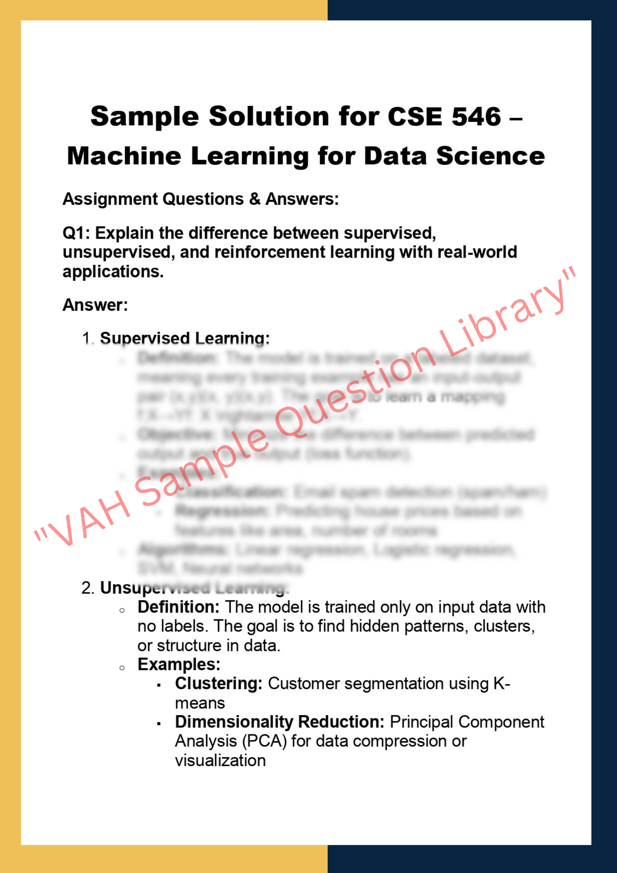 CSE 546 – Machine Learning for Data Science 0
