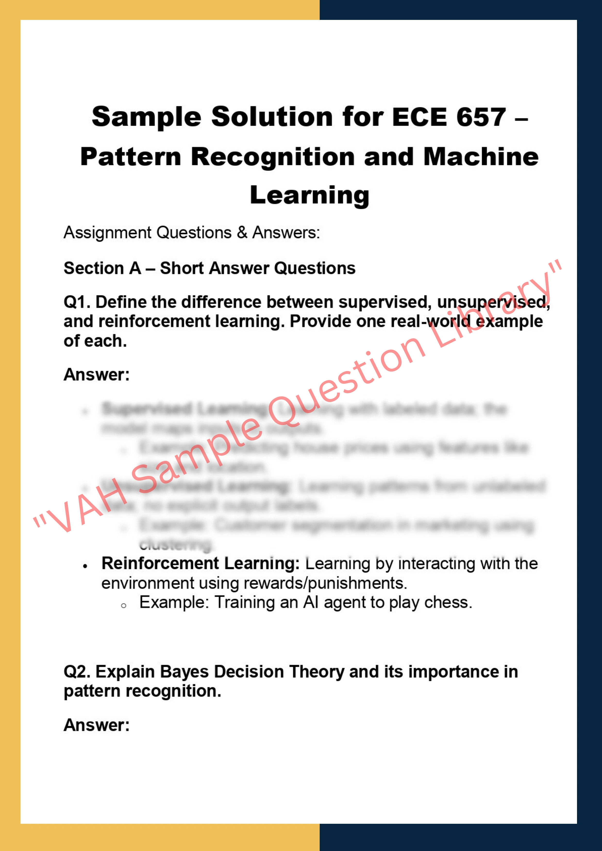 ECE 657 – Pattern Recognition and Machine  Learning 0