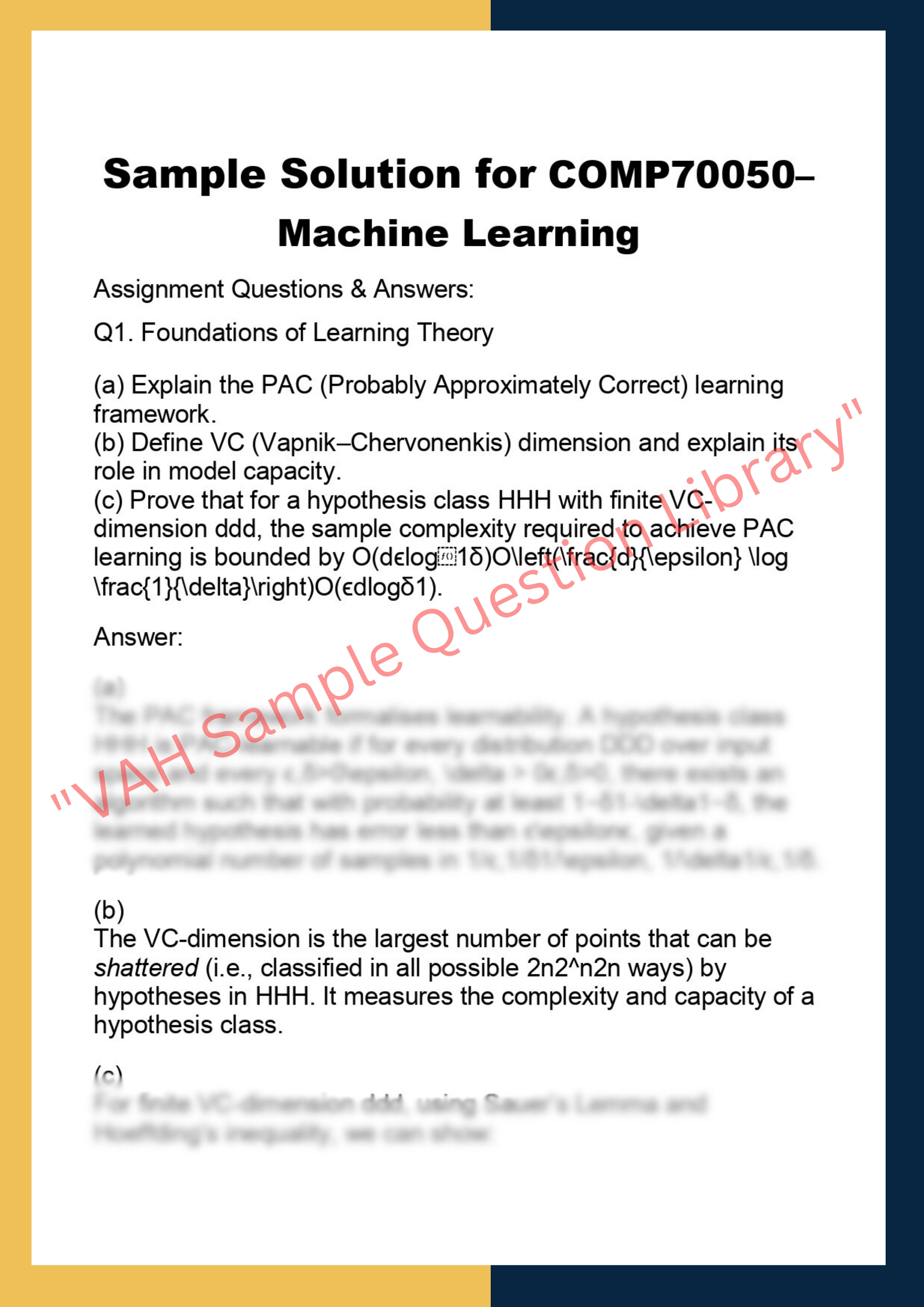 COMP70050–  Machine Learning 0