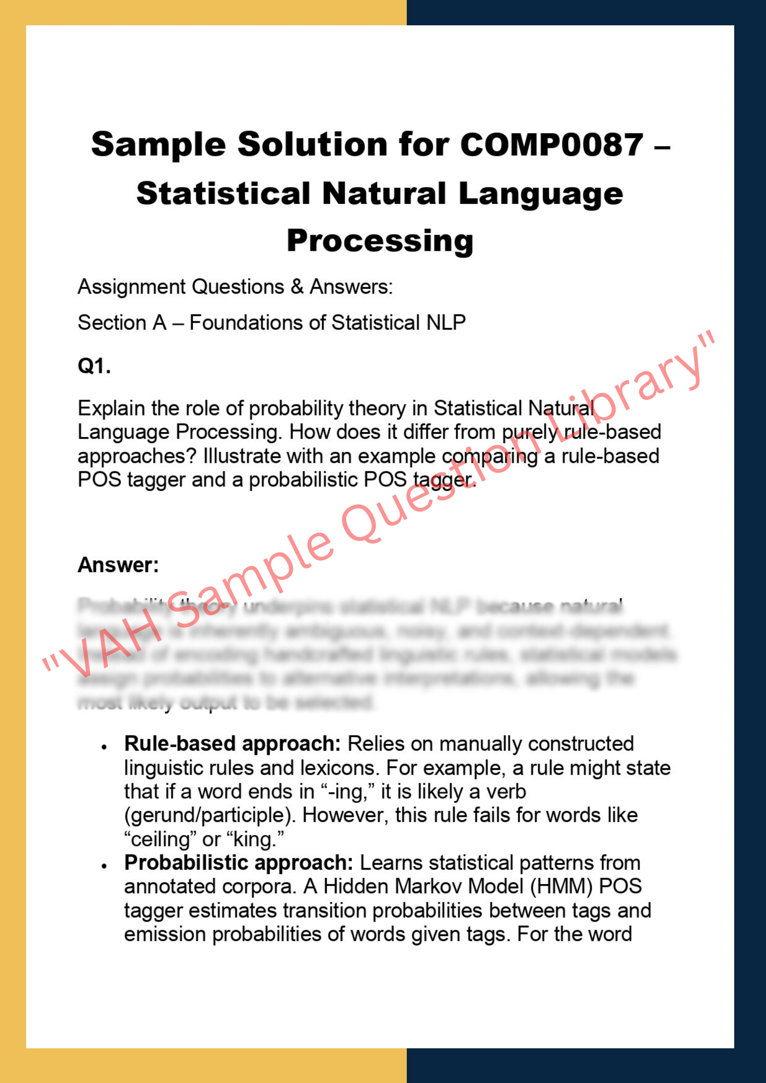 COMP0087 – Statistical Natural Language  Processing 0