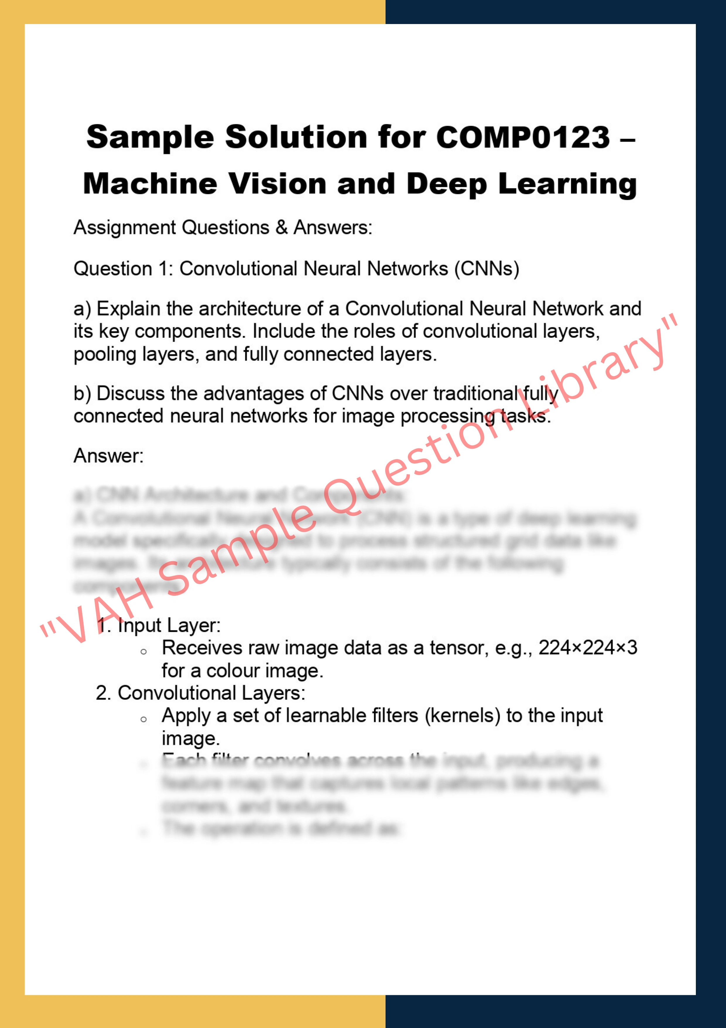 COMP0123 – Machine Vision and Deep Learning 0