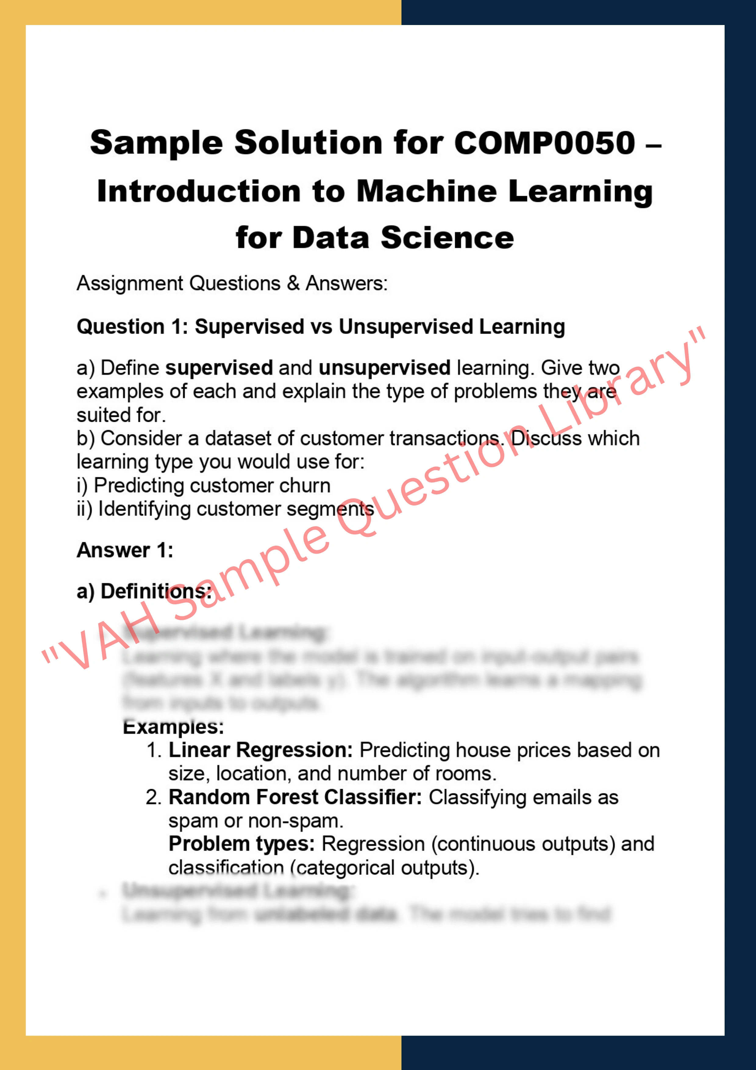 COMP0050 – Introduction to Machine Learning  for Data Science 0