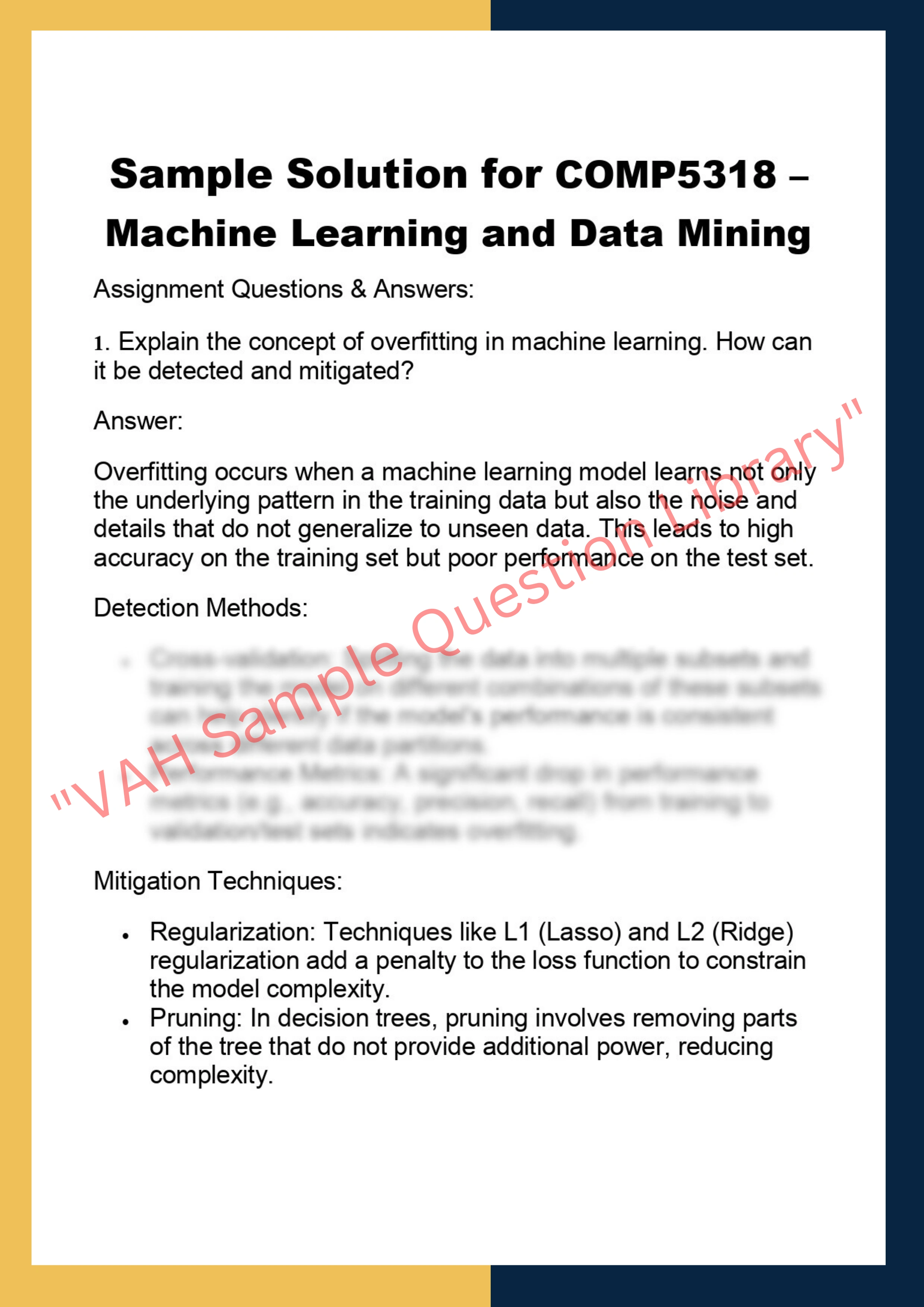 COMP5318 – Machine Learning and Data Mining 0