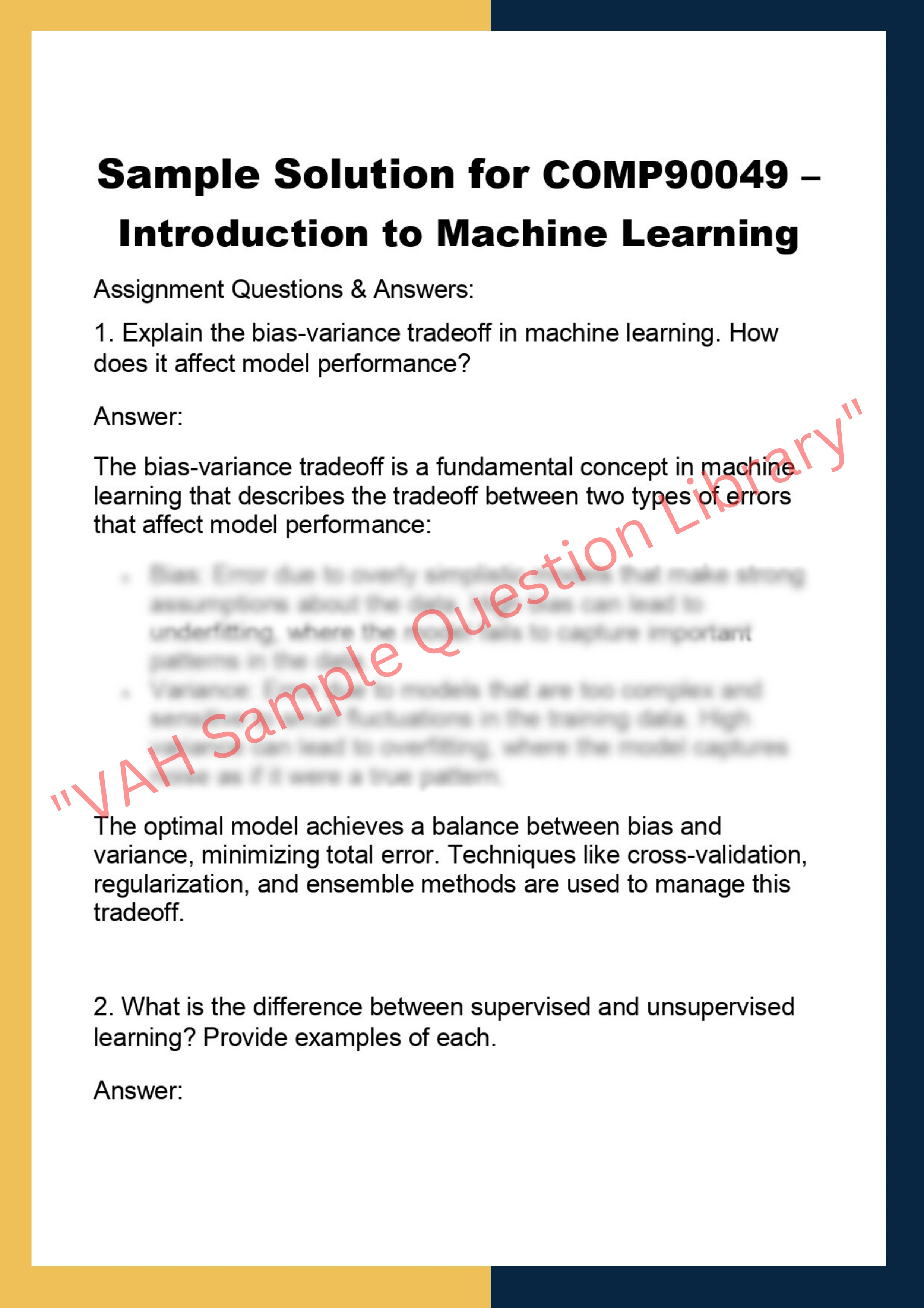 COMP90049 – Introduction to Machine Learning 0