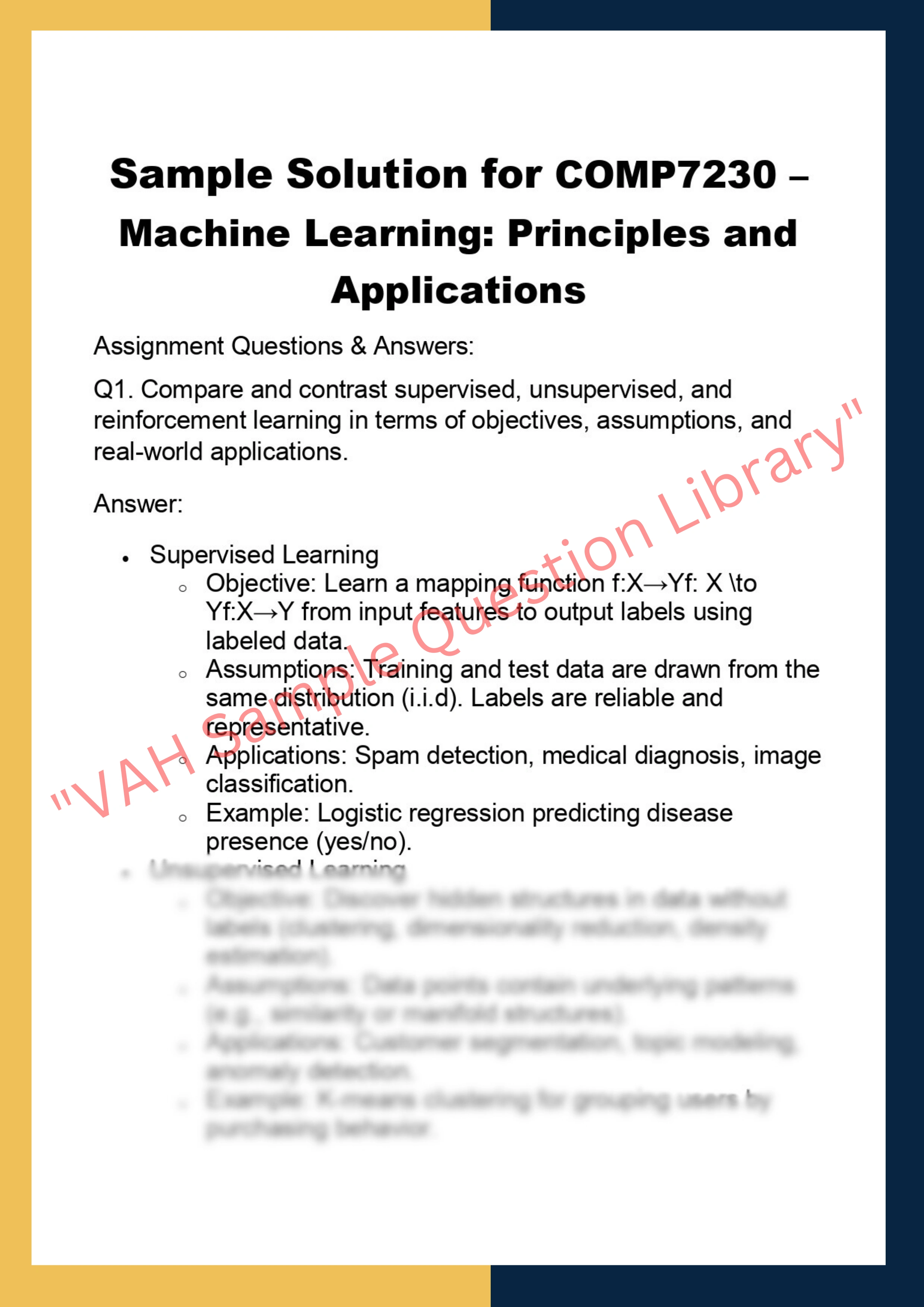 COMP7230 – Machine Learning: Principles and  Applications 0