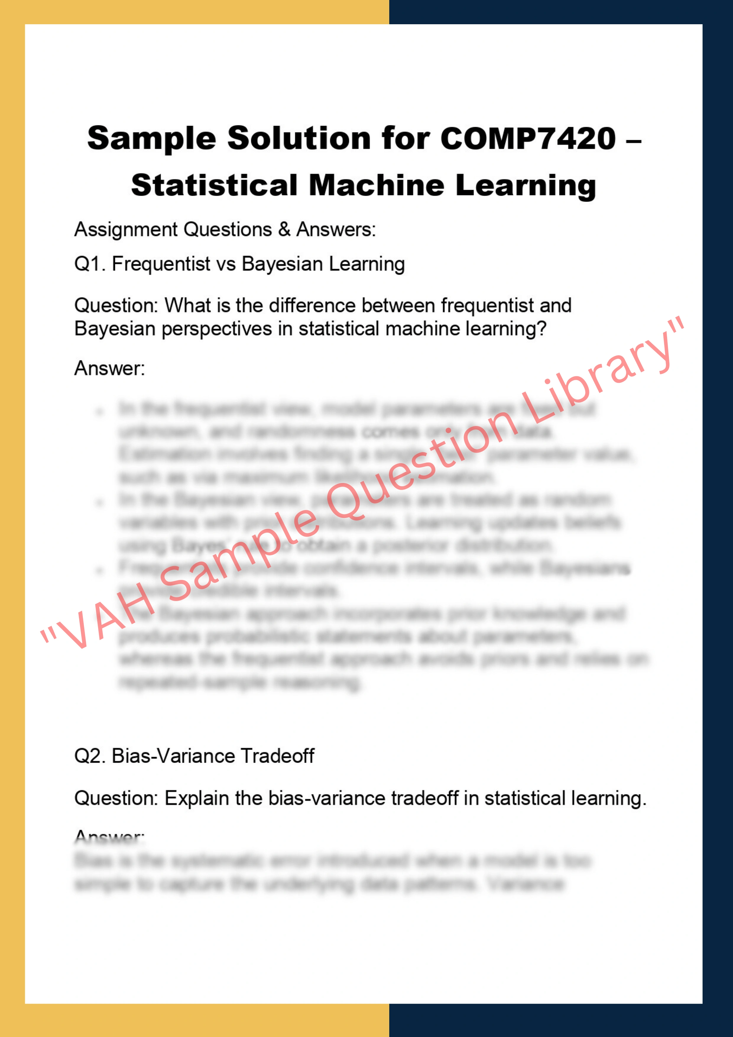 COMP7420 – Statistical Machine Learning 0