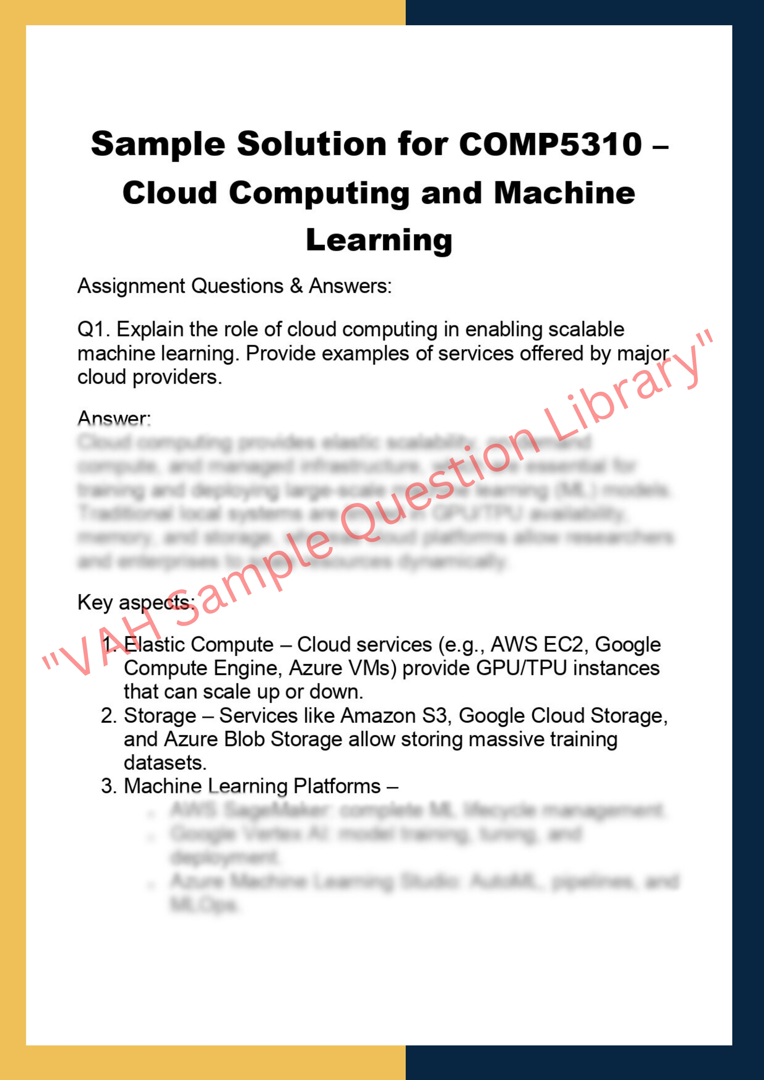 COMP5310 – Cloud Computing and Machine  Learning 0