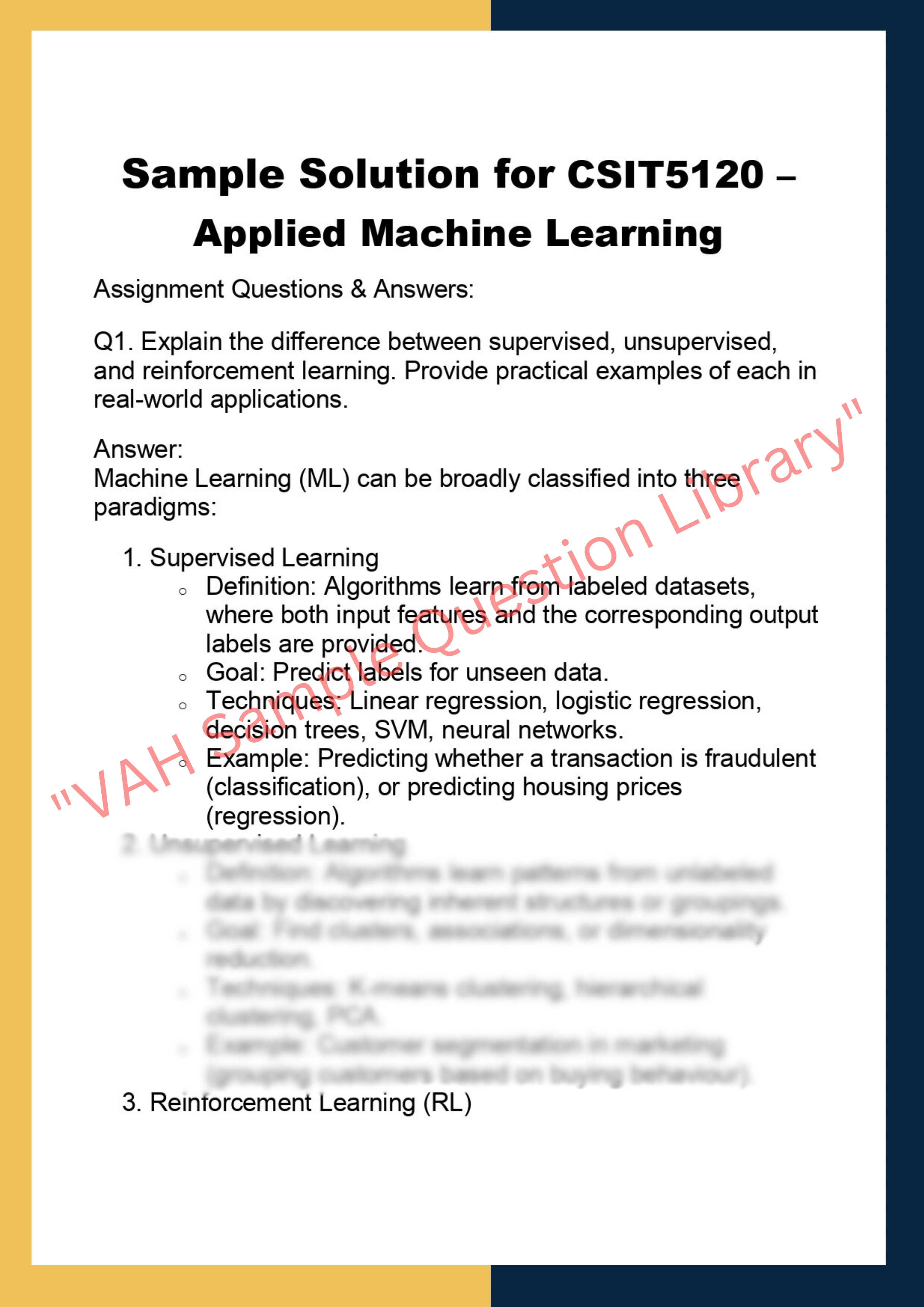 CSIT5120 – Applied Machine Learning 0