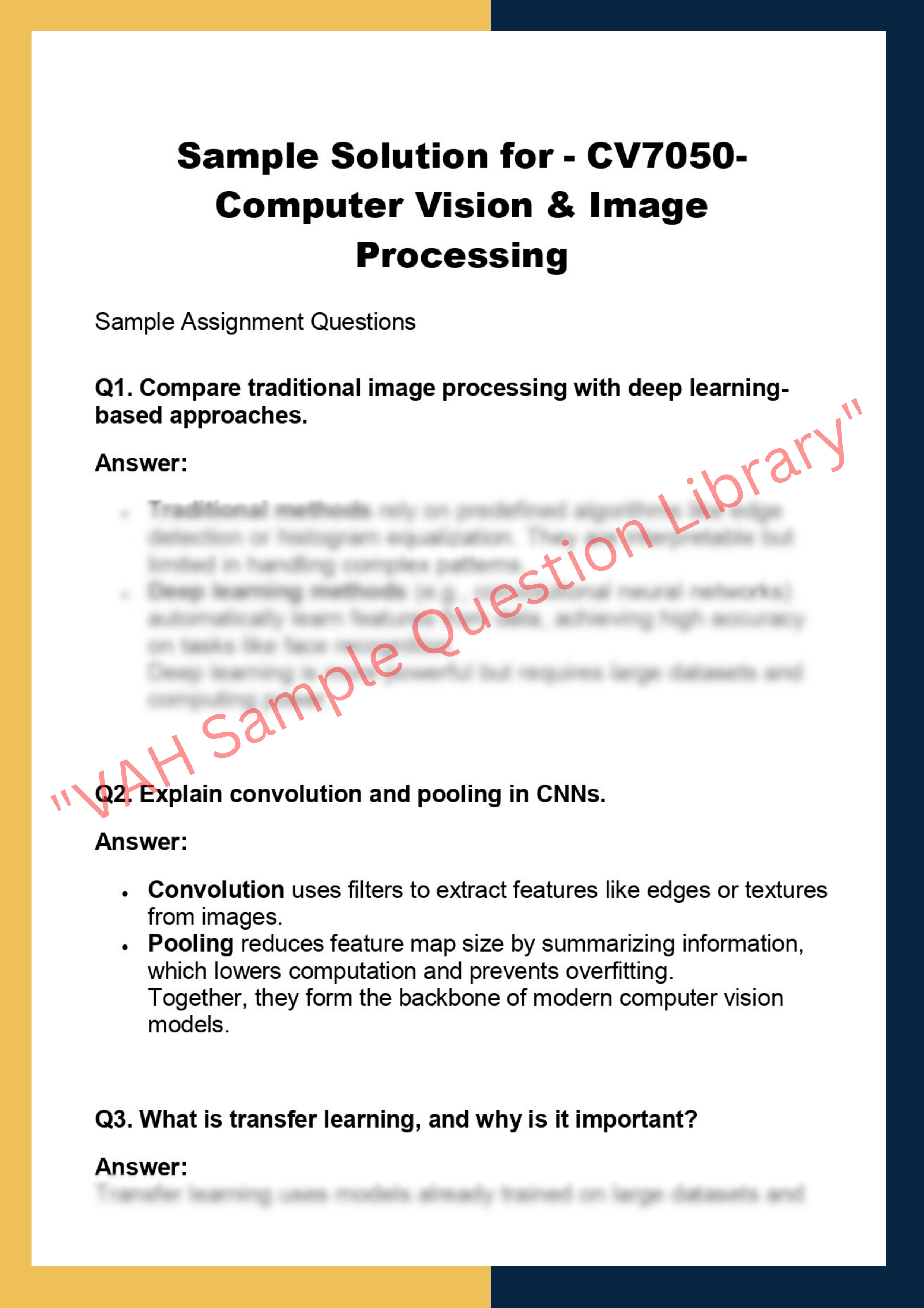 CV7050- Computer Vision & Image  Processing 0