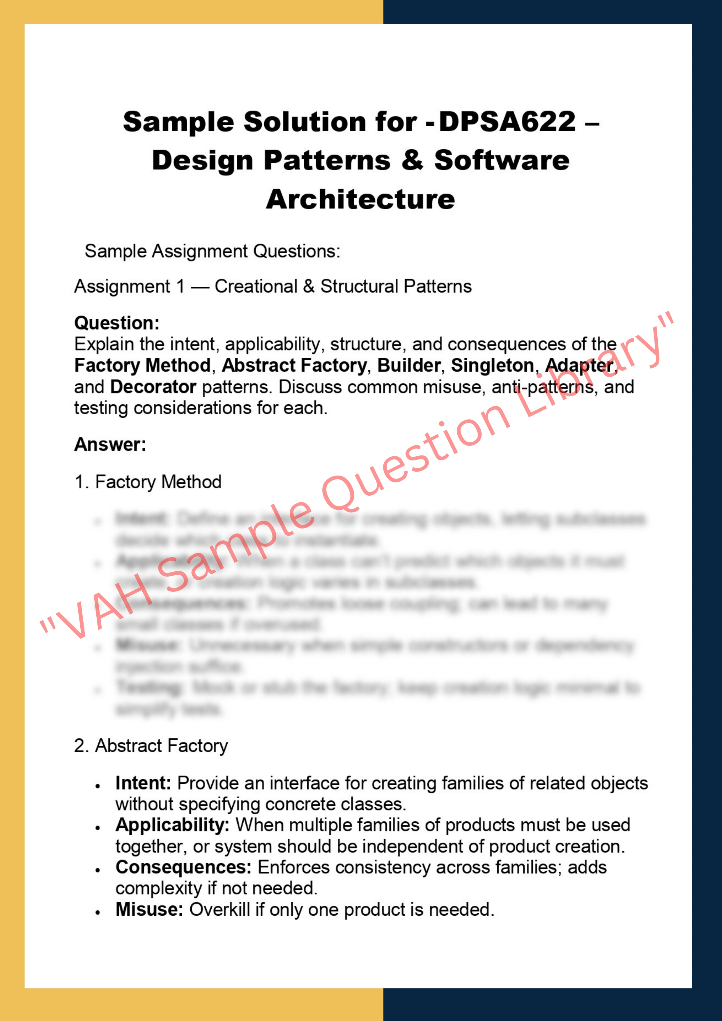 DPSA622 – Design Patterns & Software  Architecture 0